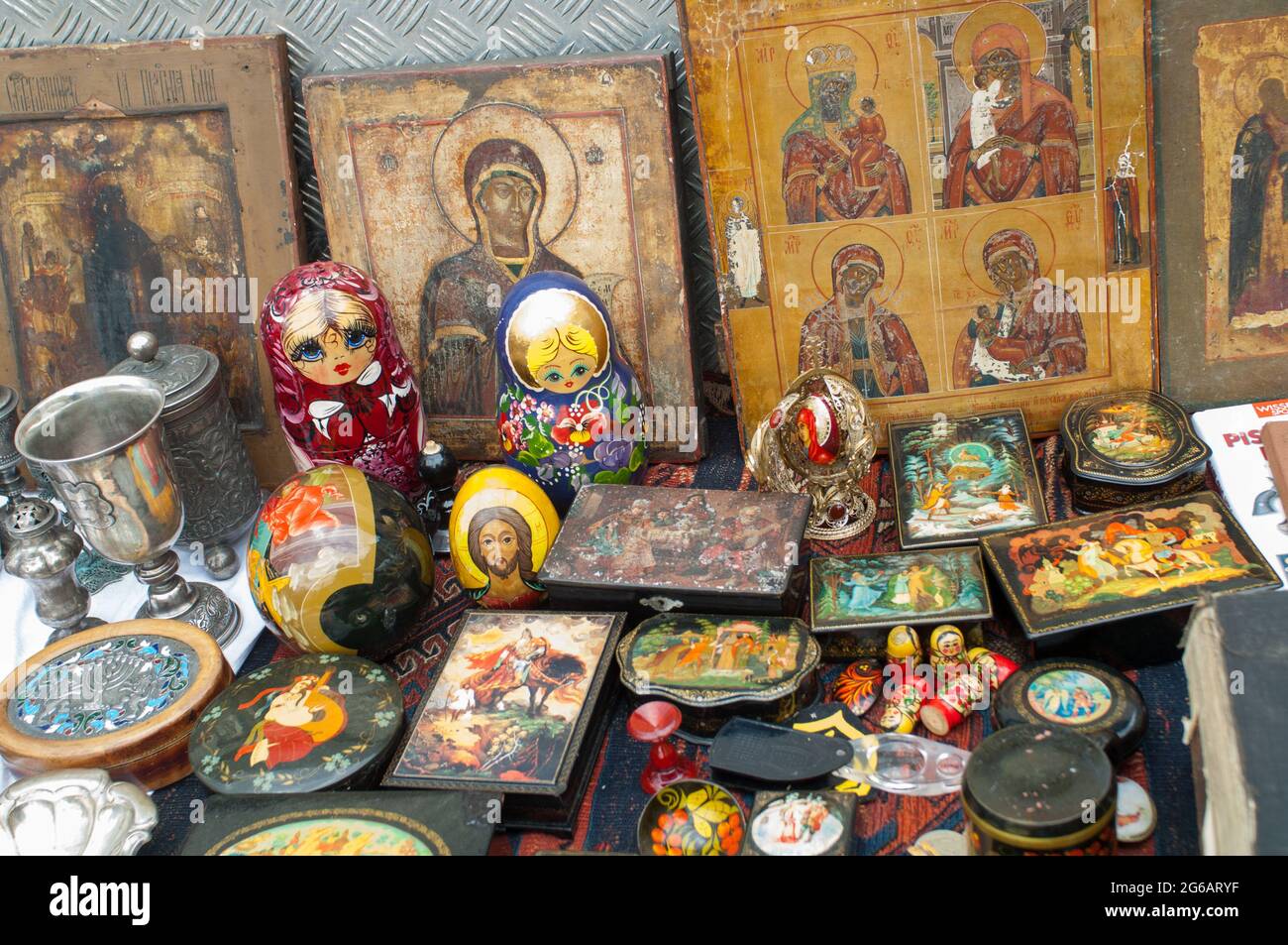 Verkauf von orthodoxen Ikonen Stockfoto