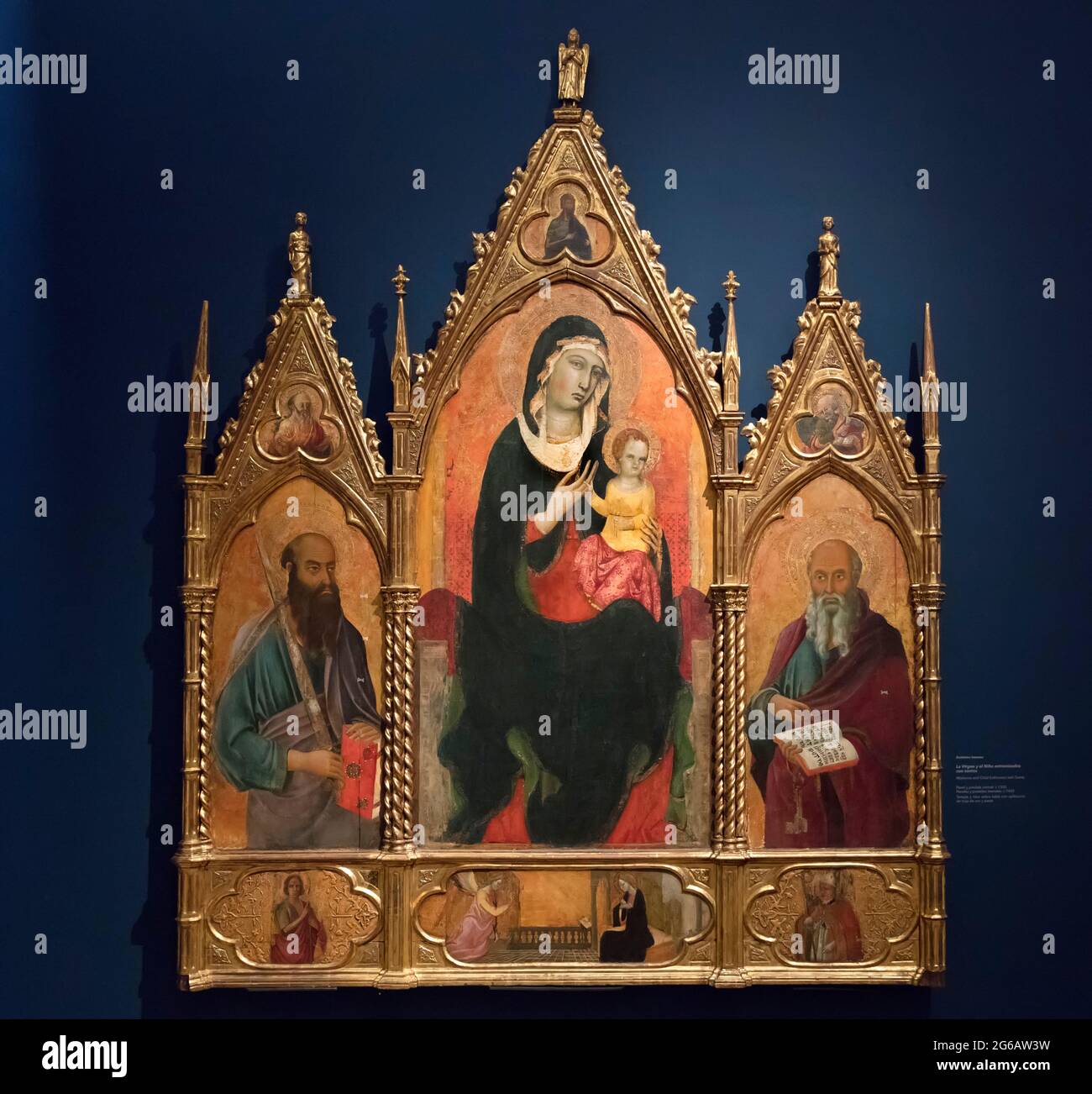 Madonna mit Kind thront mit Heiligen, Gemälde des anonymen Künstlers Tuscany, Italien, jetzt im Soumaya Museum, Mexiko-Stadt, Mexiko Stockfoto