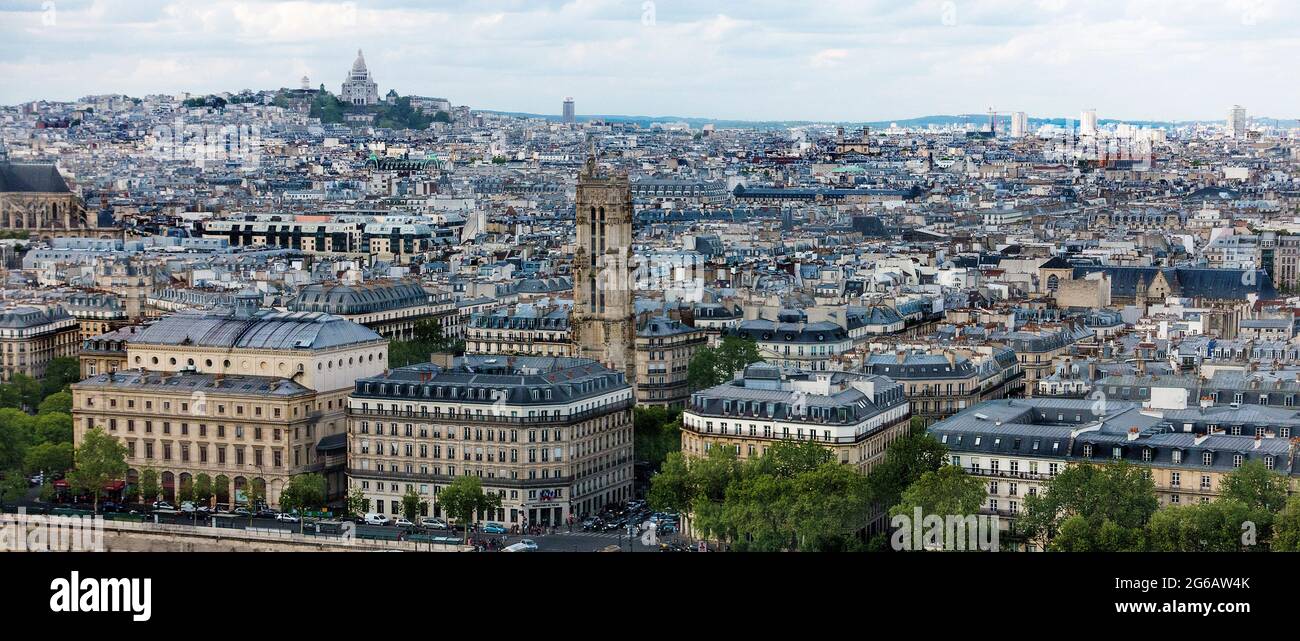 Montmartre von Île de la Cité, Paris, Frankreich Stockfoto