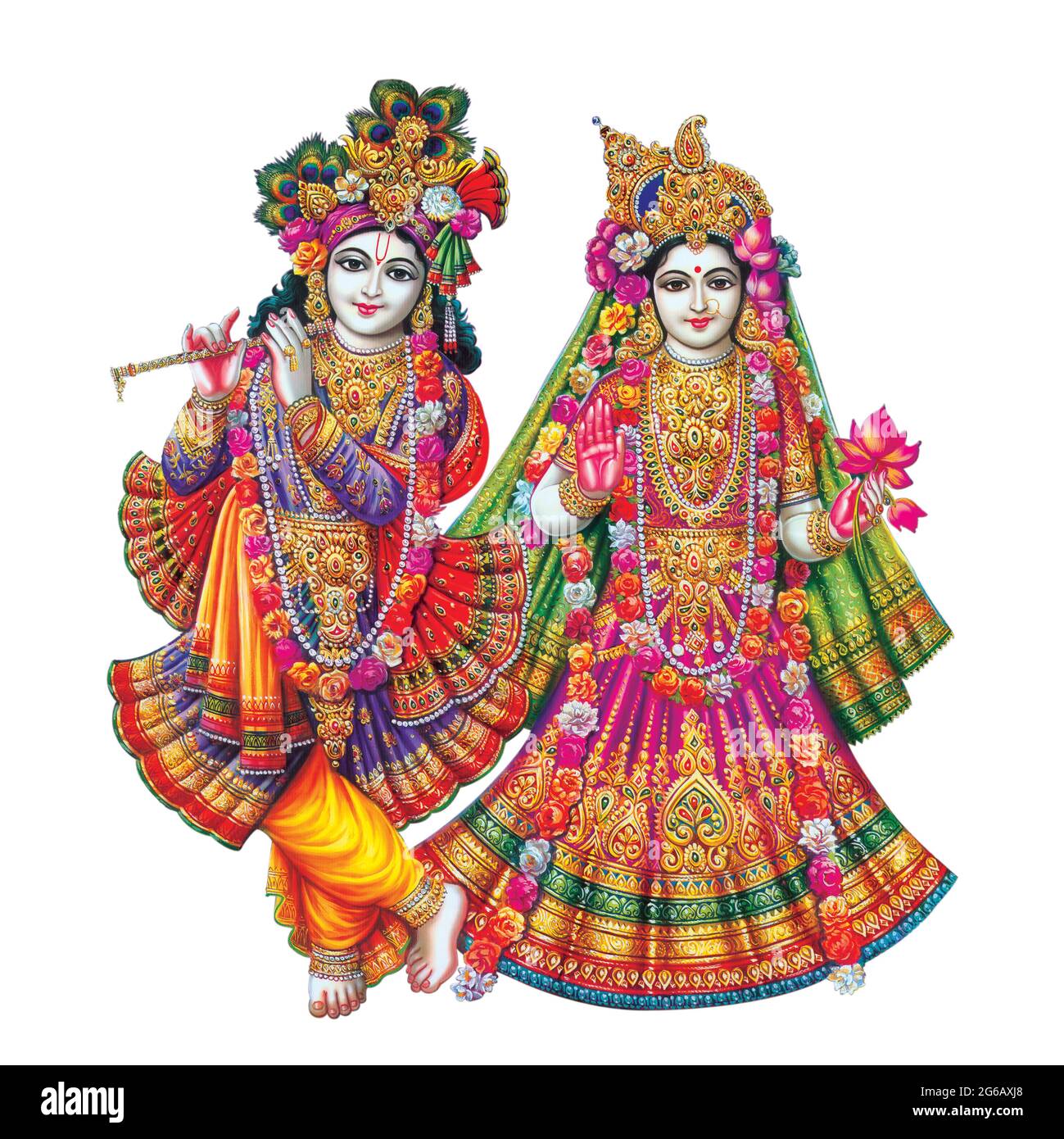 Gott Radhakrishna, indischer Lord Krishna, indisches mythologisches Bild von Radhakrishna Stockfoto