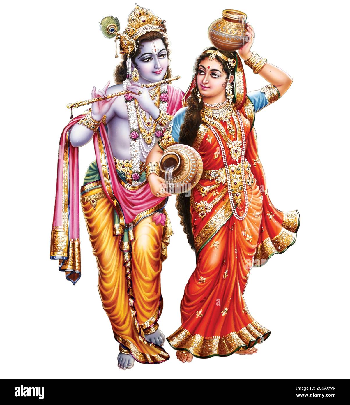 Gott Radhakrishna, indischer Lord Krishna, indisches mythologisches Bild von Radhakrishna Stockfoto