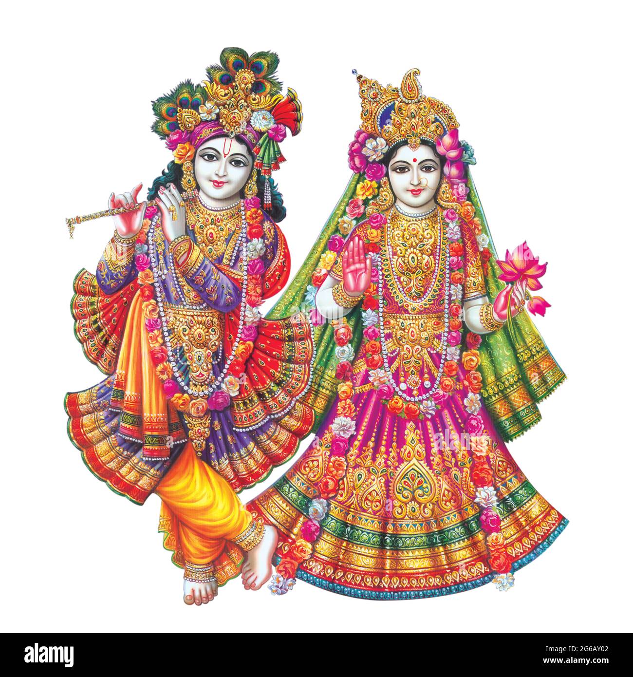 Gott Radhakrishna, indischer Lord Krishna, indisches mythologisches Bild von Radhakrishna Stockfoto