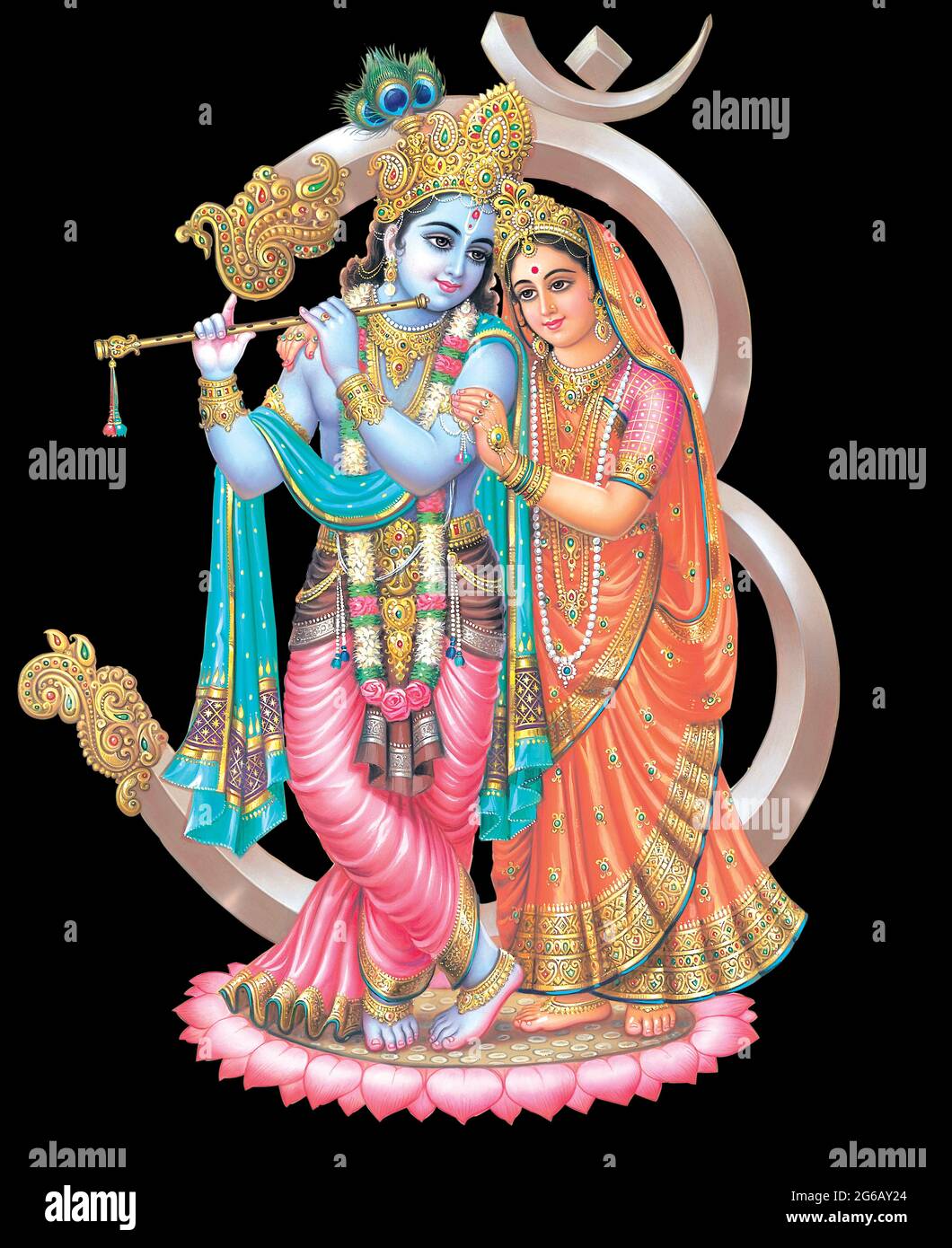 Gott Radhakrishna, indischer Lord Krishna, indisches mythologisches Bild von Radhakrishna Stockfoto