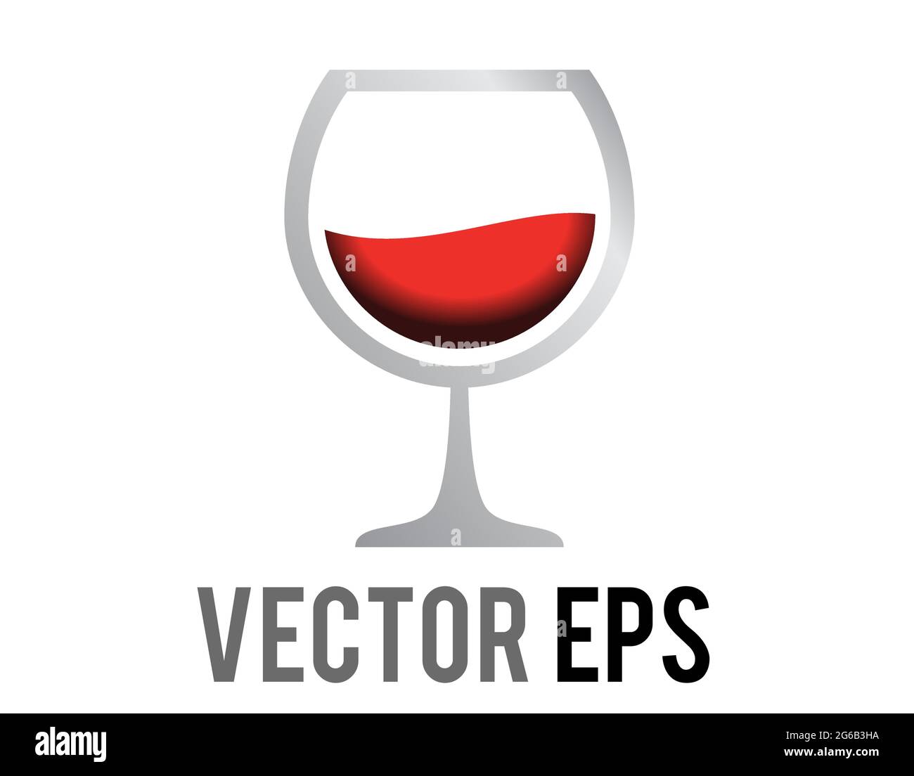 Das isolierte Vektoralkohol-Rotweinsymbol wird in stammgeblagenem Glas serviert Stock Vektor