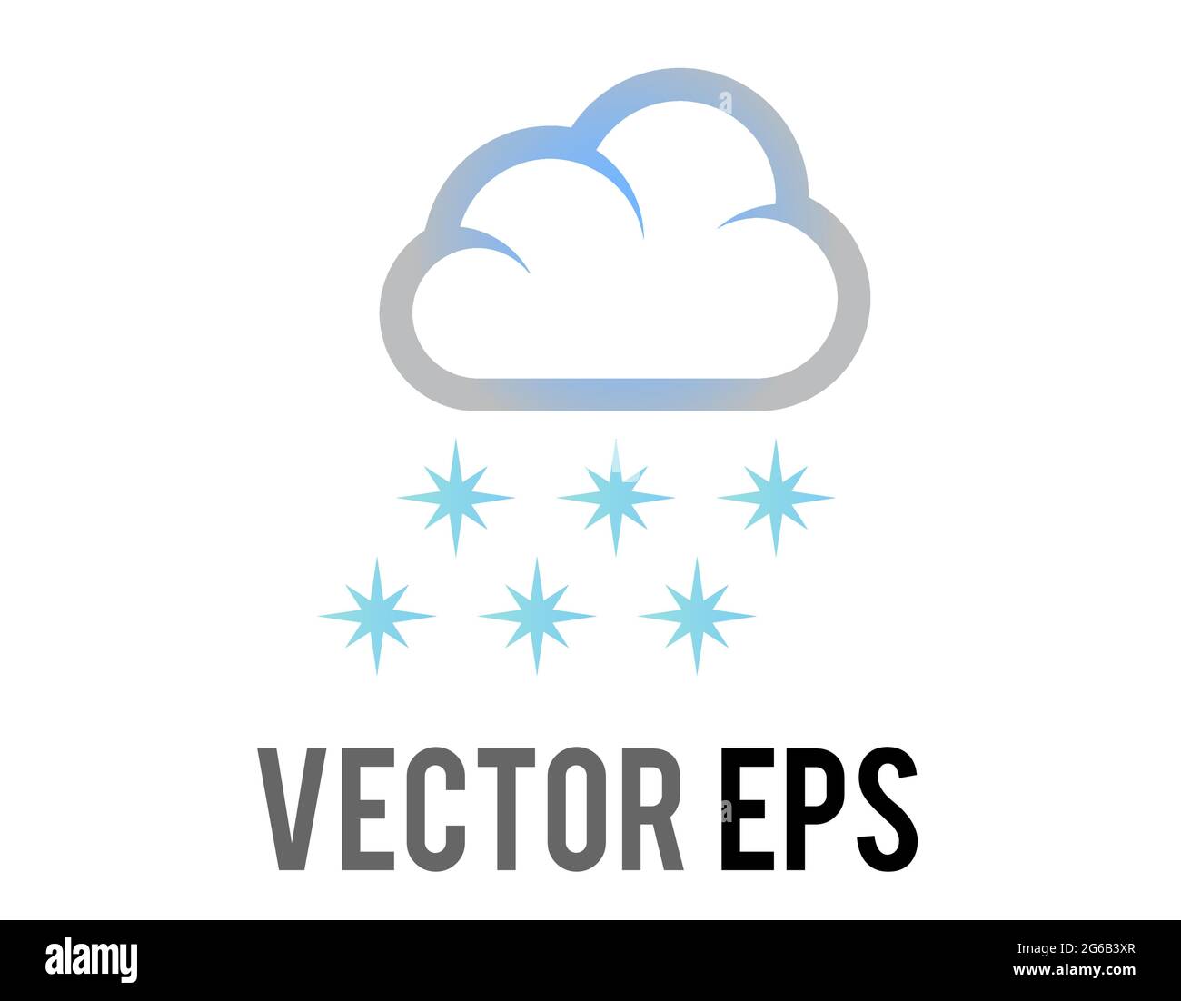 Der isolierte Vektor blaue Schneeflocken fallen aus weißen Wolke Symbol Stock Vektor