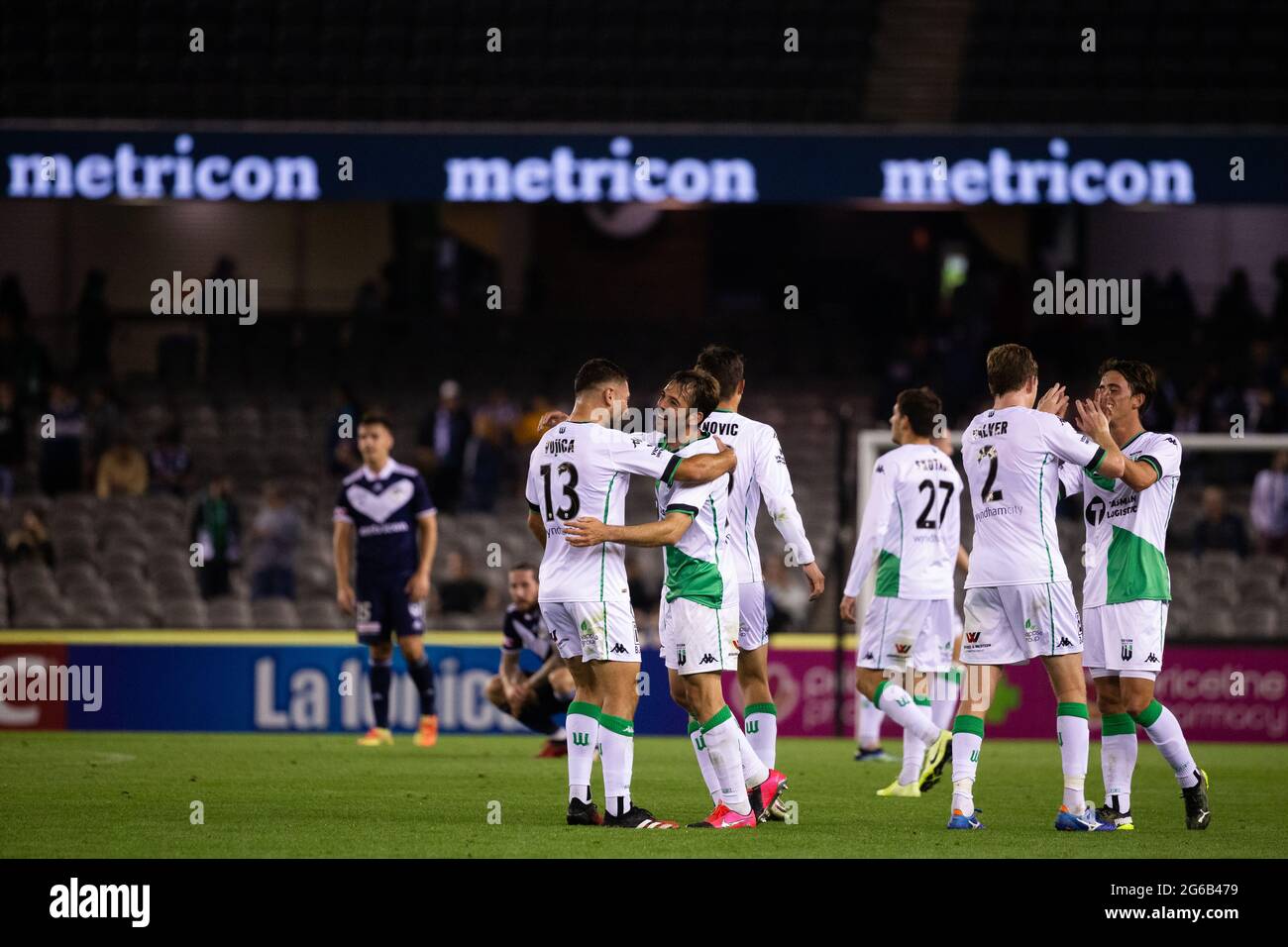 MELBOURNE, AUSTRALIEN - 27. FEBRUAR: Während des Hyundai A-League Fußballmatches zwischen Melbourne Victory und dem Western United FC am 27. Februar 2021 im Marvel Stadium in Melbourne, Australien. (Foto von Dave Hewison/Speed Media) Stockfoto