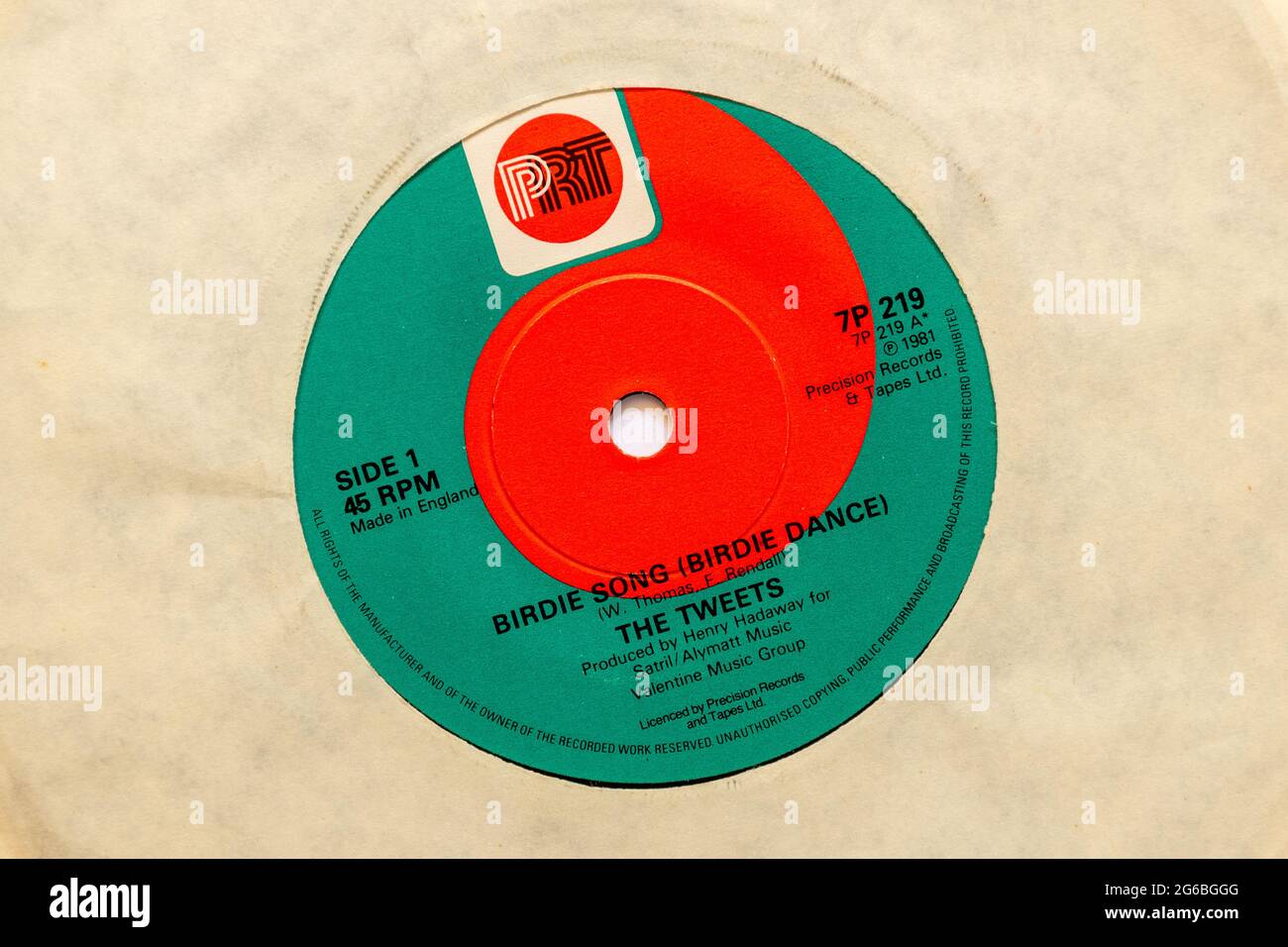 Birdie Song (Birdie Dance) von den Tweets, ein Stock-Foto der 7' Single Vinyl 45 U/min Platte im Cover Stockfoto