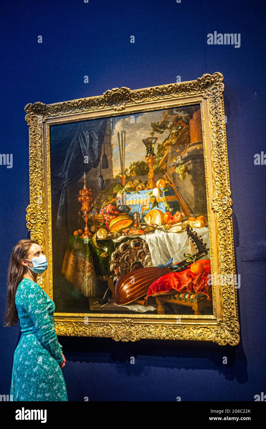 LONDON 5. Juli 2021. JAN DAVIDSZ. DE HEEM (UTRECHT 1606-1684 ANTWERPEN) EIN stilles Bankett-Leben (Schätzung £3,000,000-5,000,000). Angeboten bei Old Masters Painting Sale in Christie's King Street als Teil der klassischen Woche. Credit amer Ghazzal/Alamy Live News Stockfoto