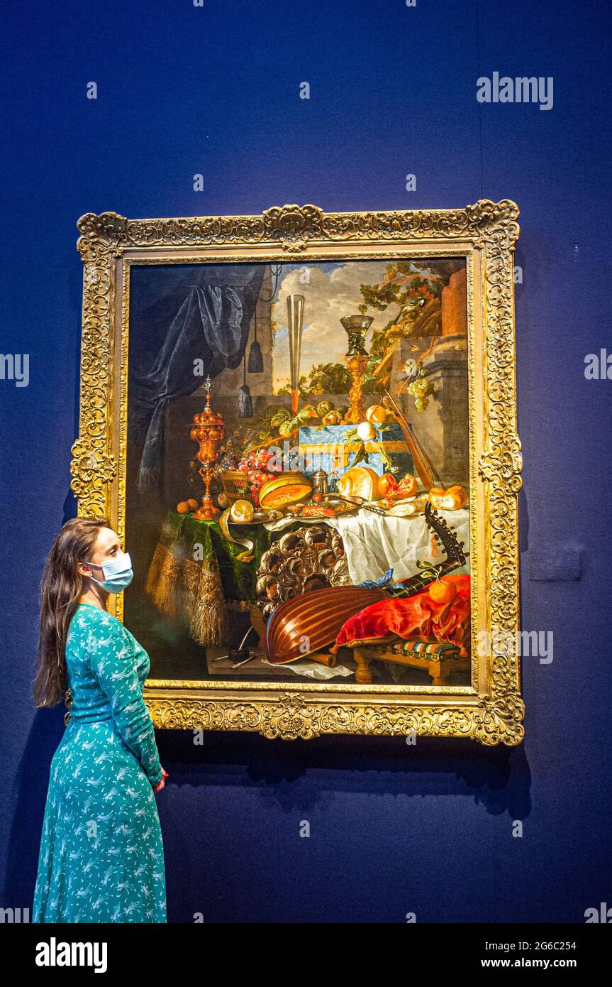 LONDON 5. Juli 2021. JAN DAVIDSZ. DE HEEM (UTRECHT 1606-1684 ANTWERPEN) EIN stilles Bankett-Leben (Schätzung £3,000,000-5,000,000). Angeboten bei Old Masters Painting Sale in Christie's King Street als Teil der klassischen Woche. Credit amer Ghazzal/Alamy Live News Stockfoto