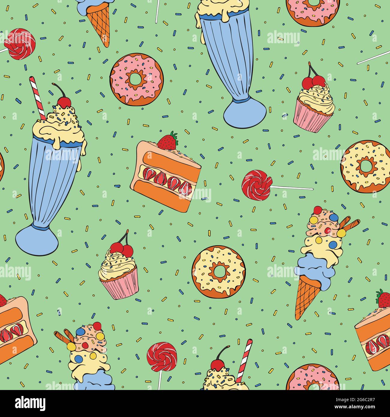 Nahtlose Muster Hintergrund Kuchen Vektor Illustration Stock Vektorgrafik Alamy