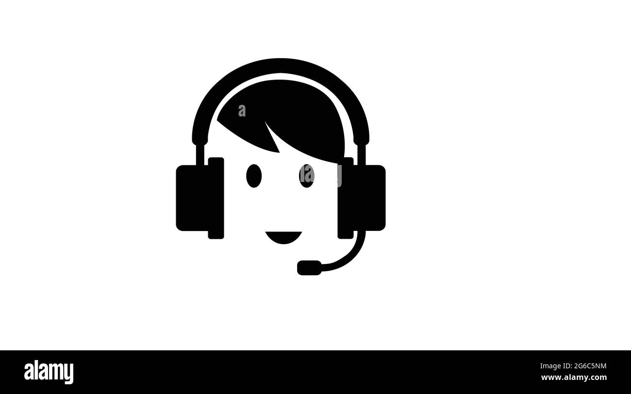 Call Center-Symbol. Vektor-isolierte, flach bearbeitbare Schwarz-Weiß-Darstellung eines Callcenter-Zeichens Stock Vektor