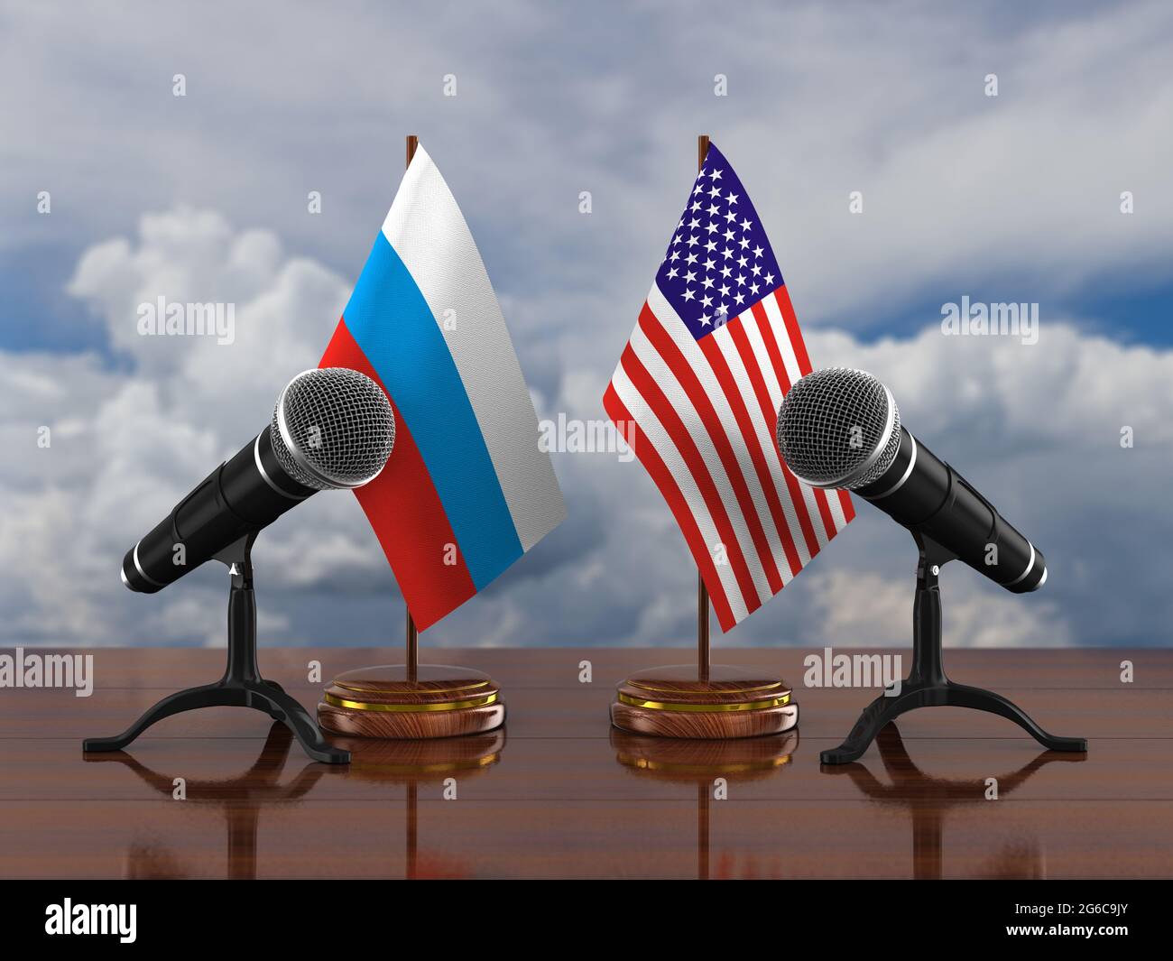 Beziehungen zwischen Amerika und Russland. 3D-Illustration Stockfoto