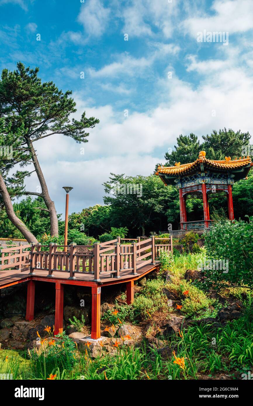 Seobok Park traditioneller Garten im chinesischen Stil auf der Insel Jeju, Korea Stockfoto
