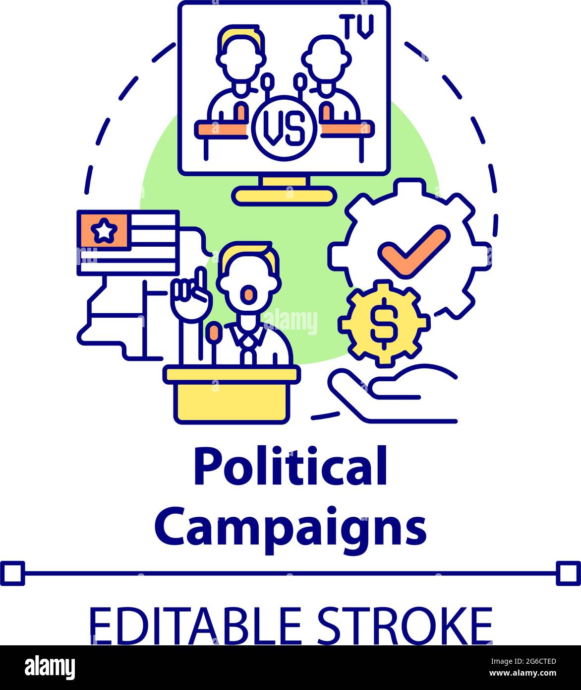 Politische Kampagnen Fundraiser Konzept Ikone Stock Vektor