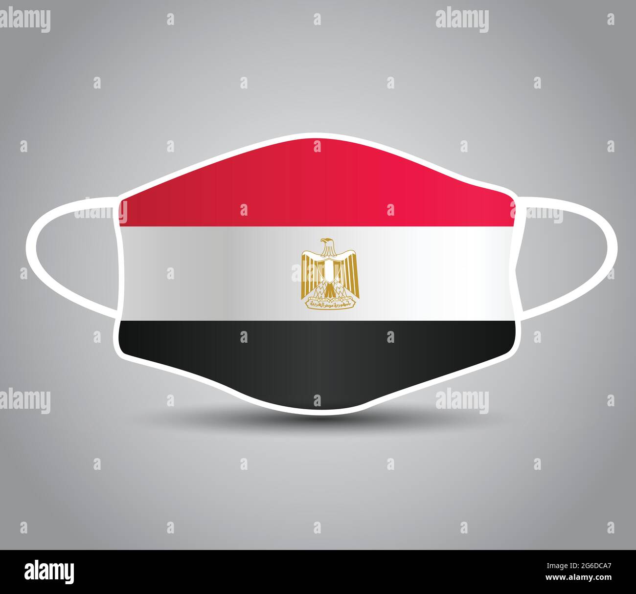 Alles gute zum Unabhängigkeitstag Ägypten. Ägyptische Flagge mit medizinischer Maske, Verwendung zum Drucken. Cvid19, Corona-Virus-Konzept. Stock Vektor