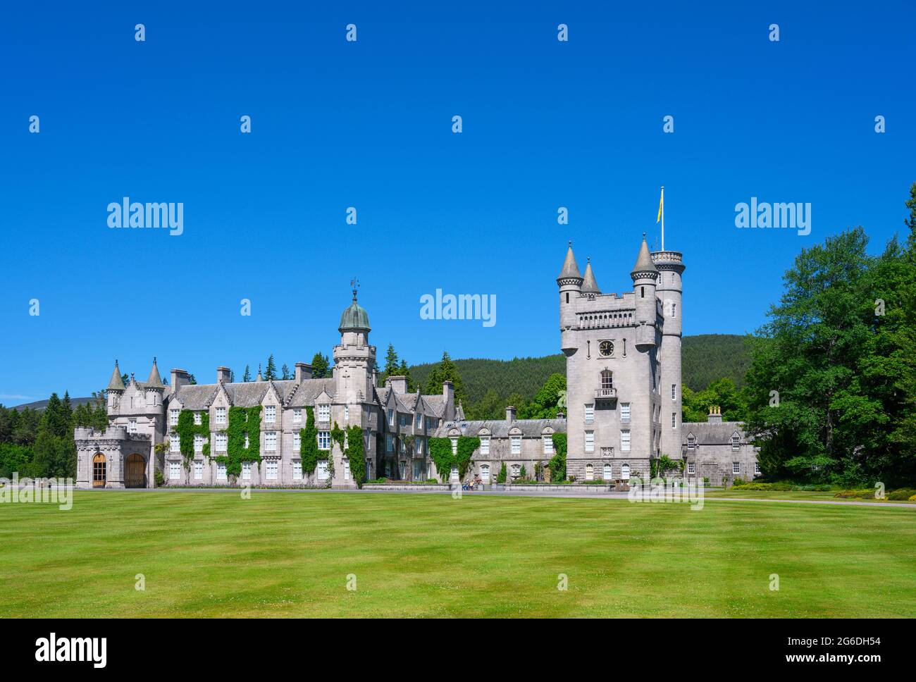 Balmoral Castle, bei Crathie, Royal Deeside, Aberdeenshire, Schottland, VEREINIGTES KÖNIGREICH Stockfoto