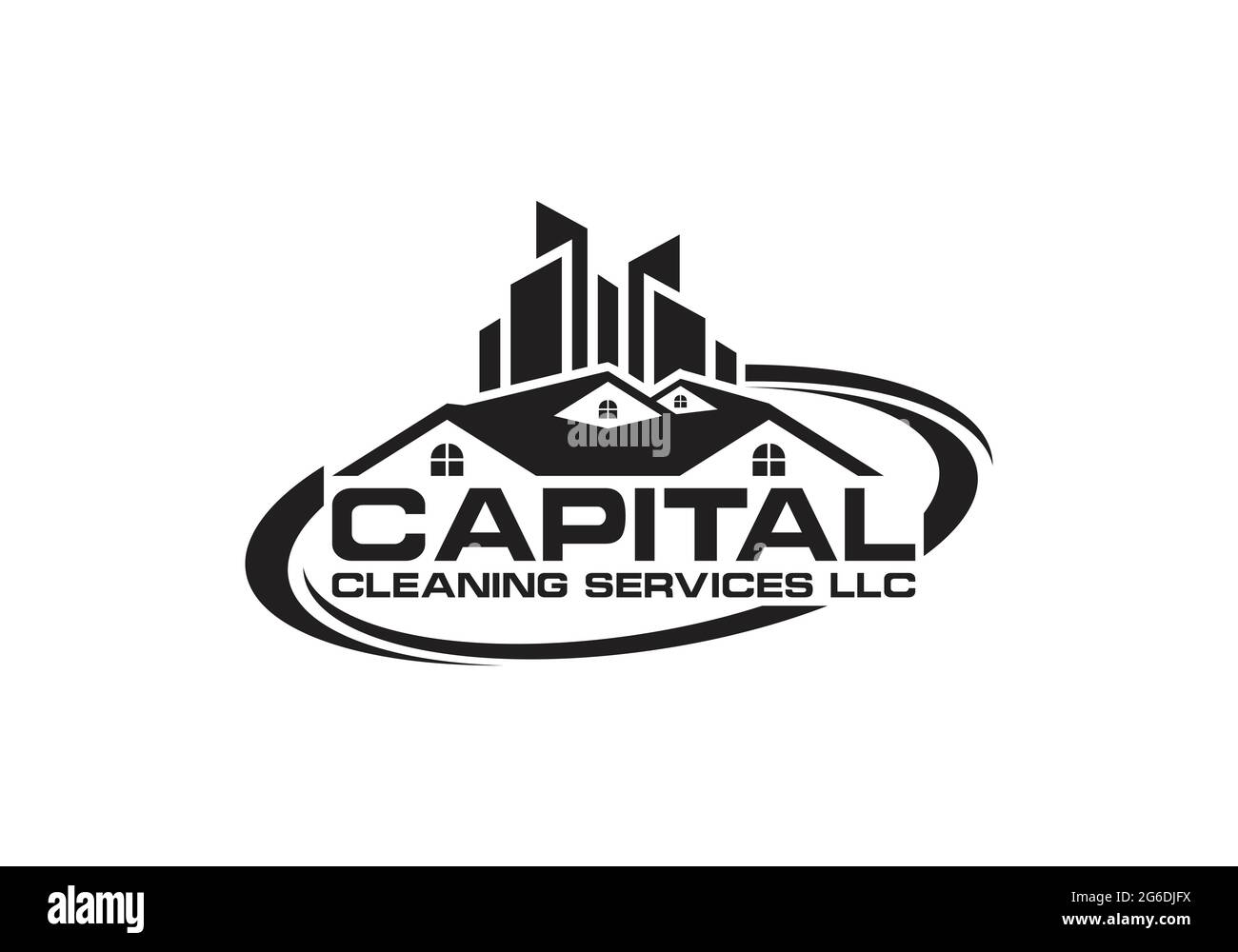 Reinigungsservice Logo Capital Reinigungsservice Wortmarke Logo Design Vektor Vorlage Stock Vektor