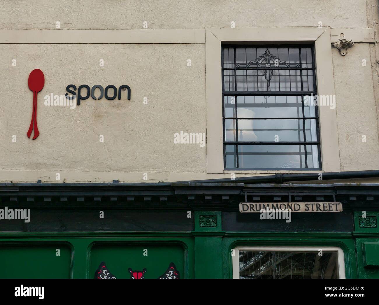 Nicholson Cafe, jetzt Spoon Cafe, Drummond Street, Edinburgh, Schottland, Großbritannien, wo der Autor J K Rowling das erste Harry Potter Buch schrieb Stockfoto