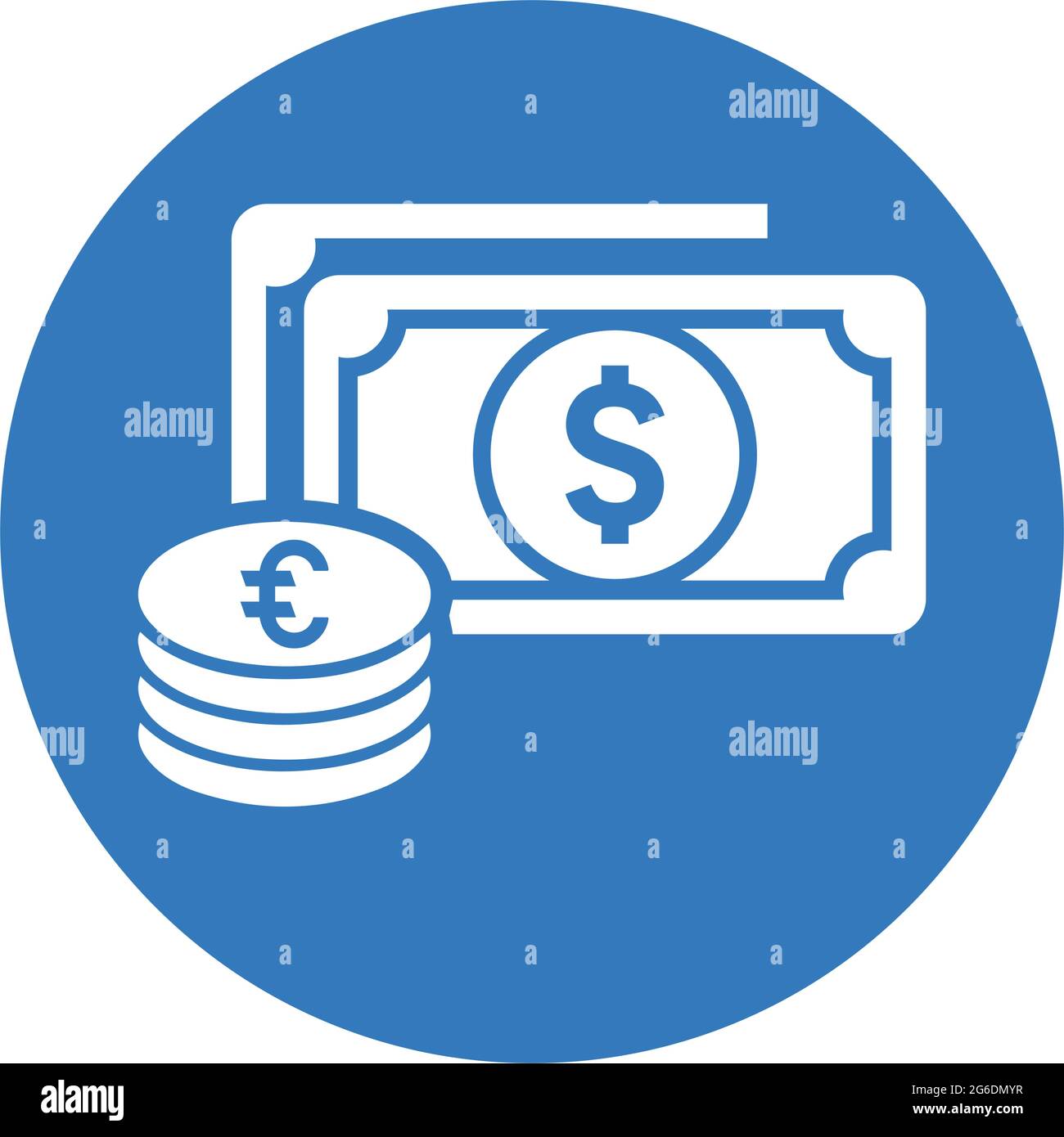 Das Symbol für Bargeld, Finanzen, Geld ist auf weißem Hintergrund isoliert. Verwendung für Grafik- und Webdesign oder kommerzielle Zwecke. Vektor-EPS-Datei. Stock Vektor