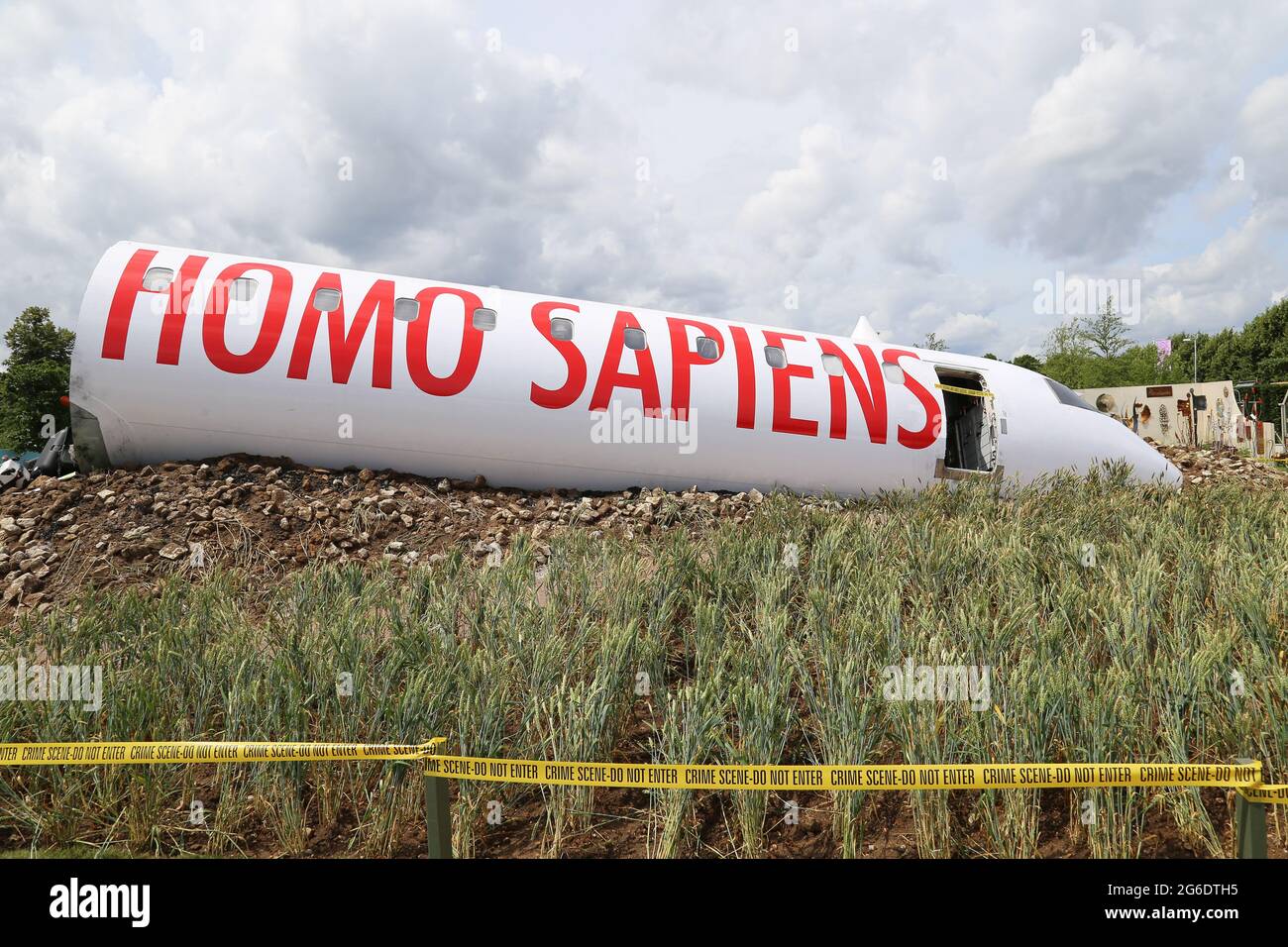 „Extinction“ Global Impact Garden, Silbermedaille, RHS Hampton Court Palace Garden Festival 2021, Preview Day, 5. Juli 2021, London, England, VEREINIGTES KÖNIGREICH Stockfoto