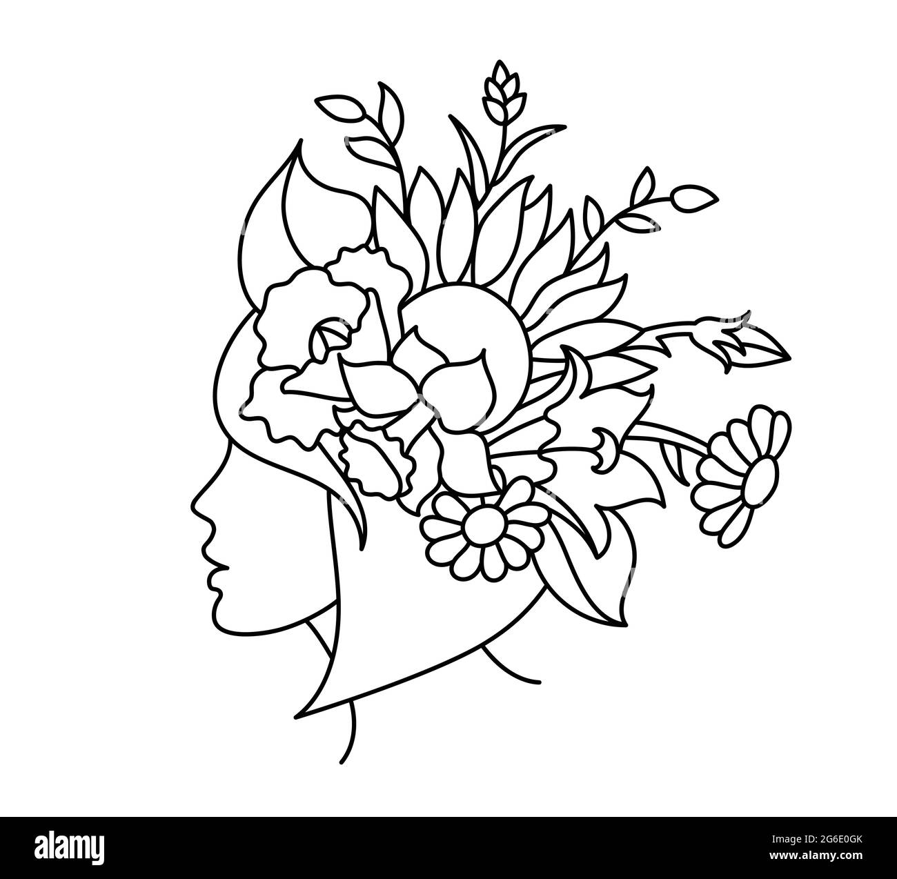 Wildblumen in einem handgezeichneten Linie Art-Stil. Stock Vektor