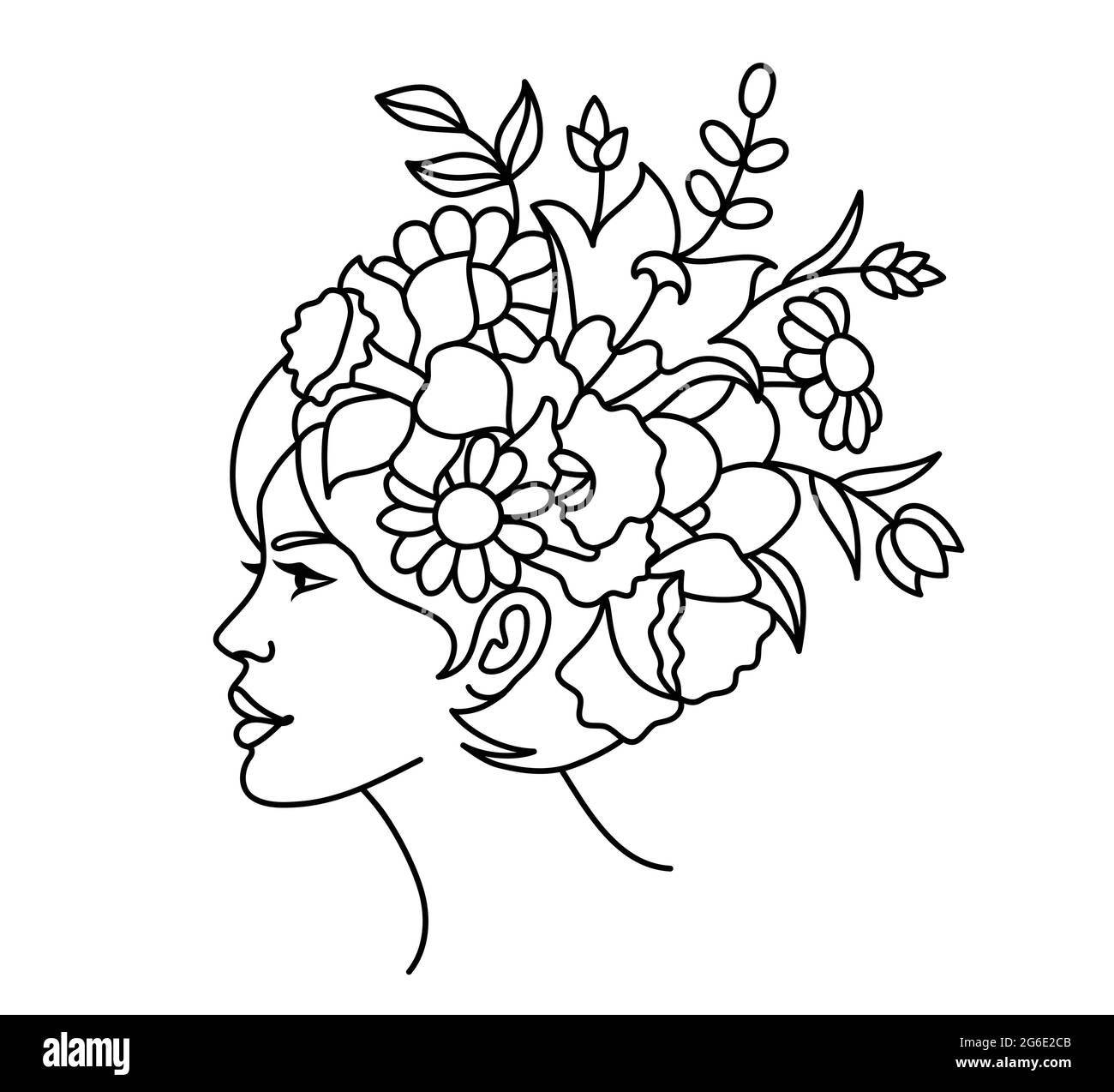 Wildblumen in einem handgezeichneten Linie Art-Stil. Stock Vektor