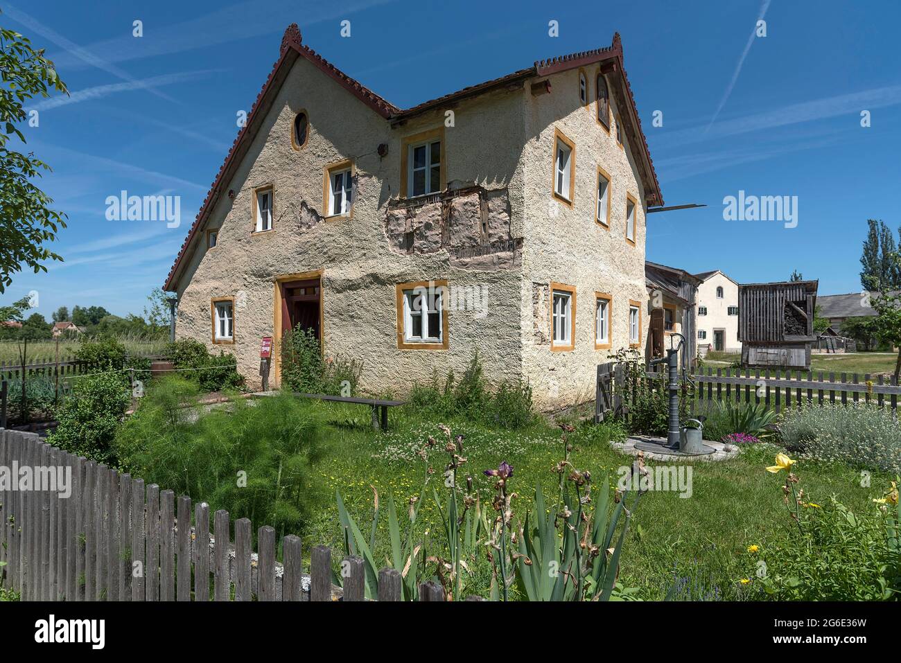 Seldenhaus, kleines Gehöft mit Garten erbaut 1668 umgebaut 1871, Fränkisches Freilichtmuseum, Bad Windsheim, Mittelfranken, Bayern, Deutschland Stockfoto