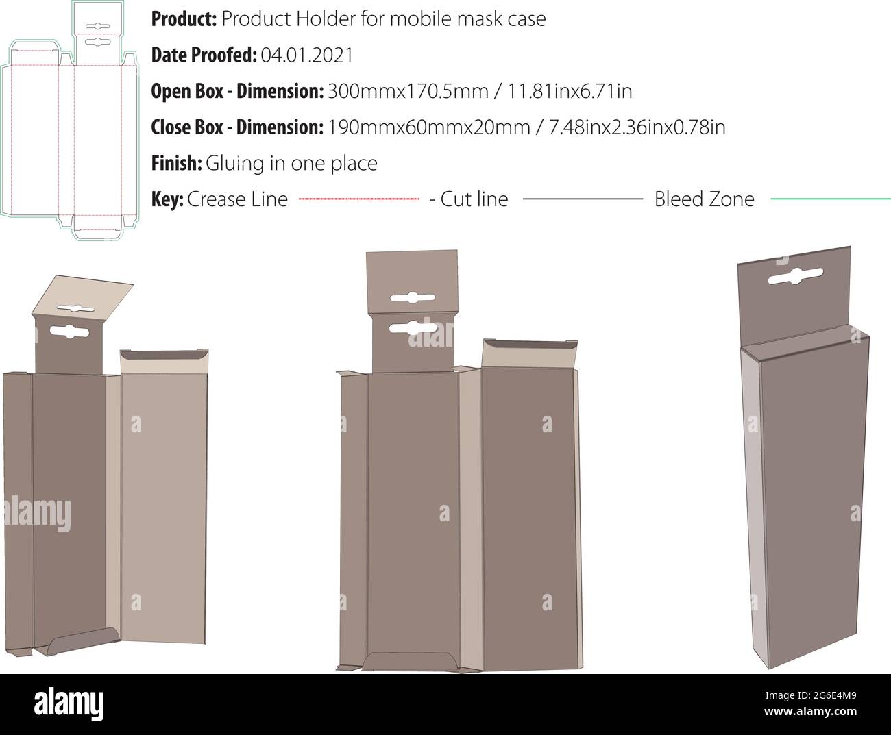Produkthalter für Smartphone Case Verpackung Design-Vorlage kleben an einem Ort Stanzschnitt - Vektor Stock Vektor