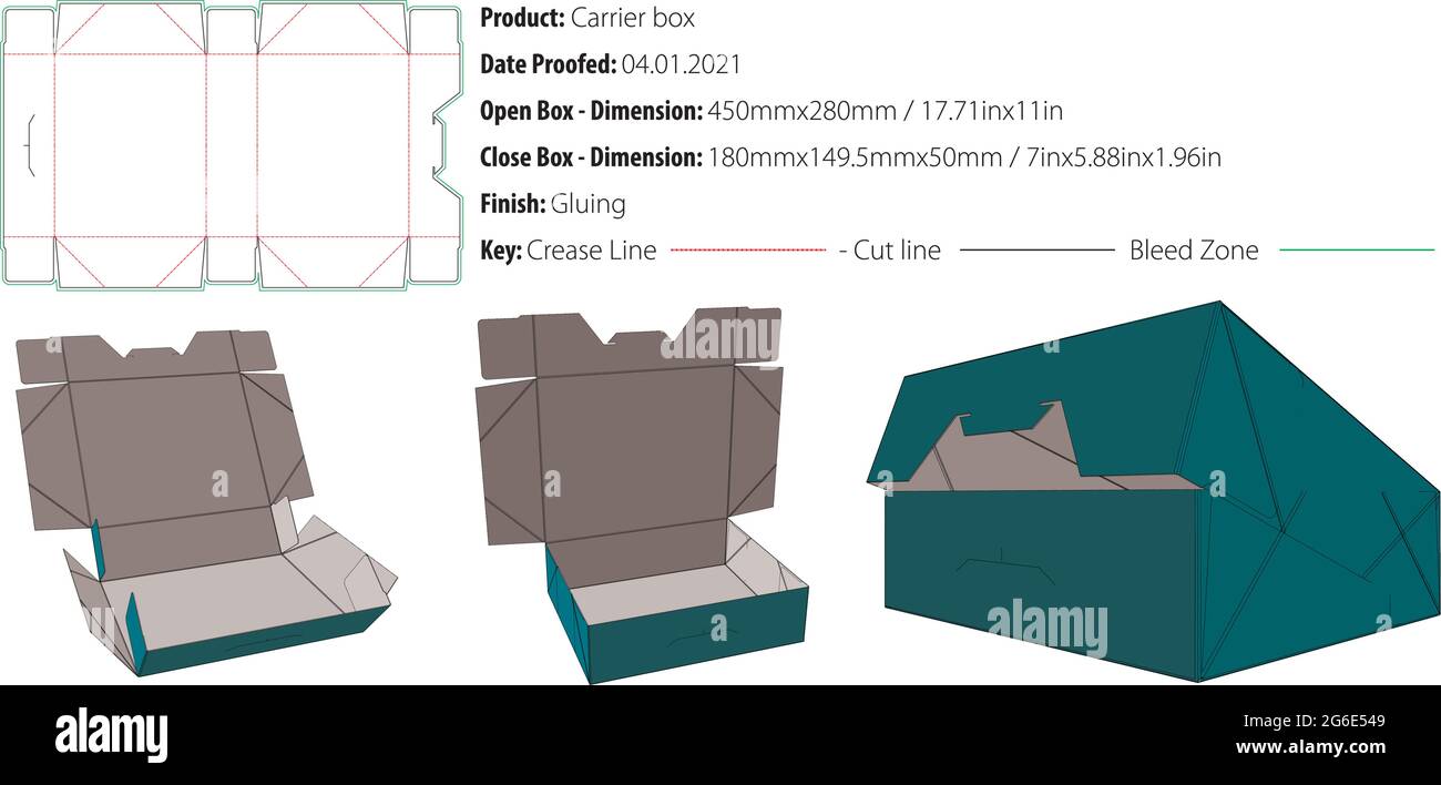 Tragebox Verpackung Design-Vorlage für jede Art von Produkt kleben Stanzform geschnitten - Vektor Stock Vektor