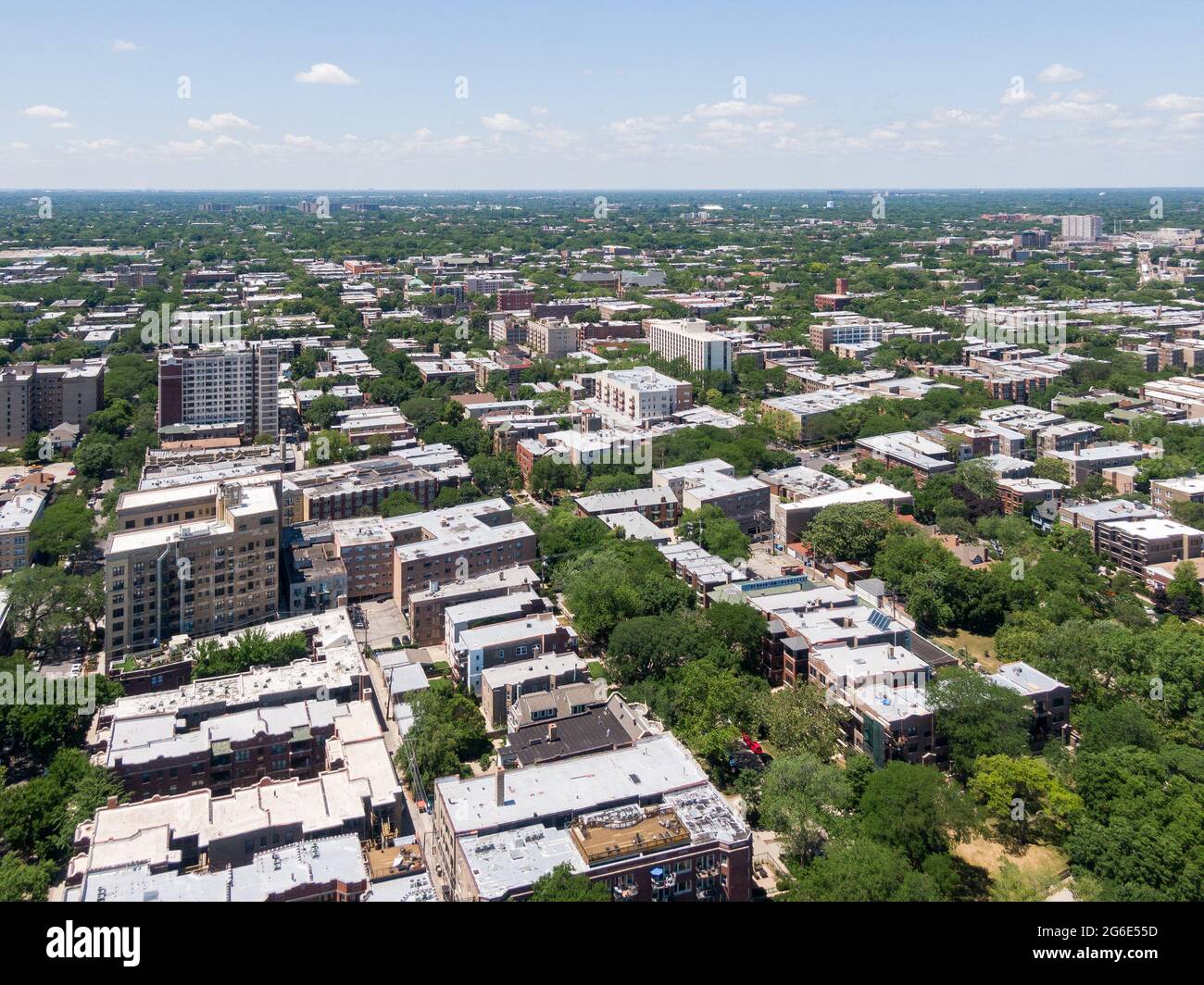 Luftaufnahme des Rogers Park Viertels Stockfoto