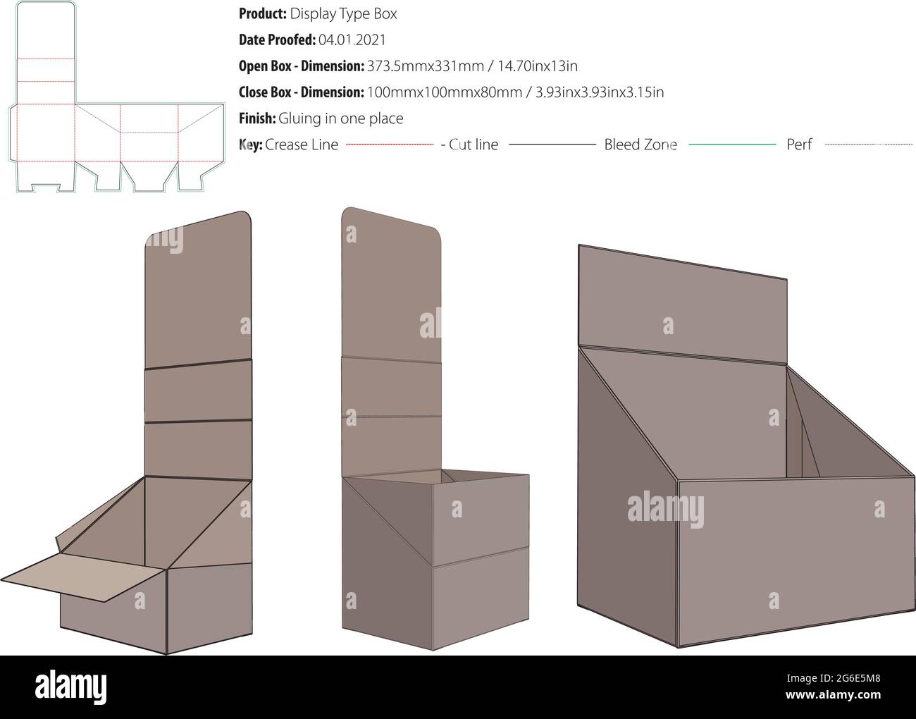 Display Typ Box Verpackung Design-Vorlage mit Perforation kleben an einem Ort Schnappverschluss Stanzform geschnitten - Vektor Stock Vektor