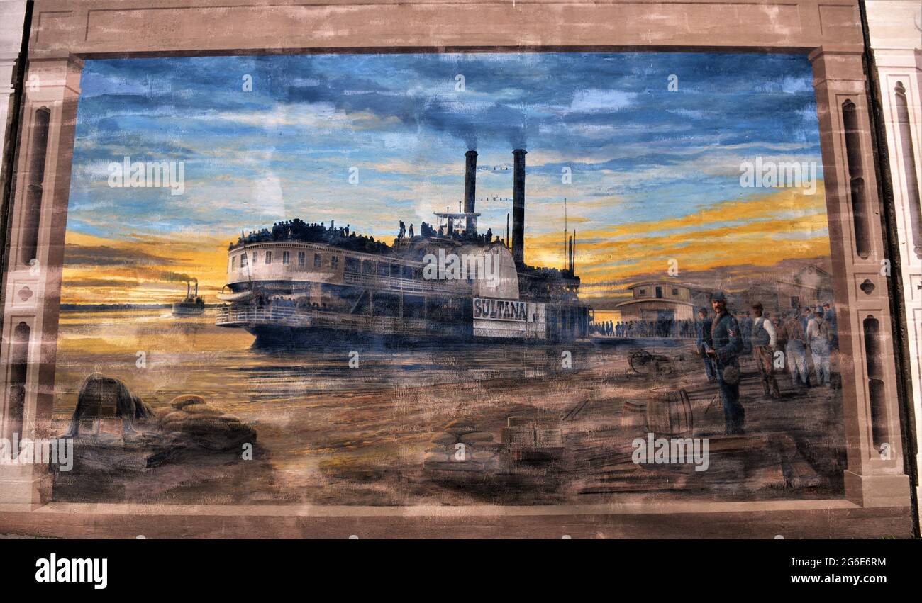 Die Sultana's Last Voyage, Teil der Riverfront Murals, Vicksburg, Mississippi. Stockfoto