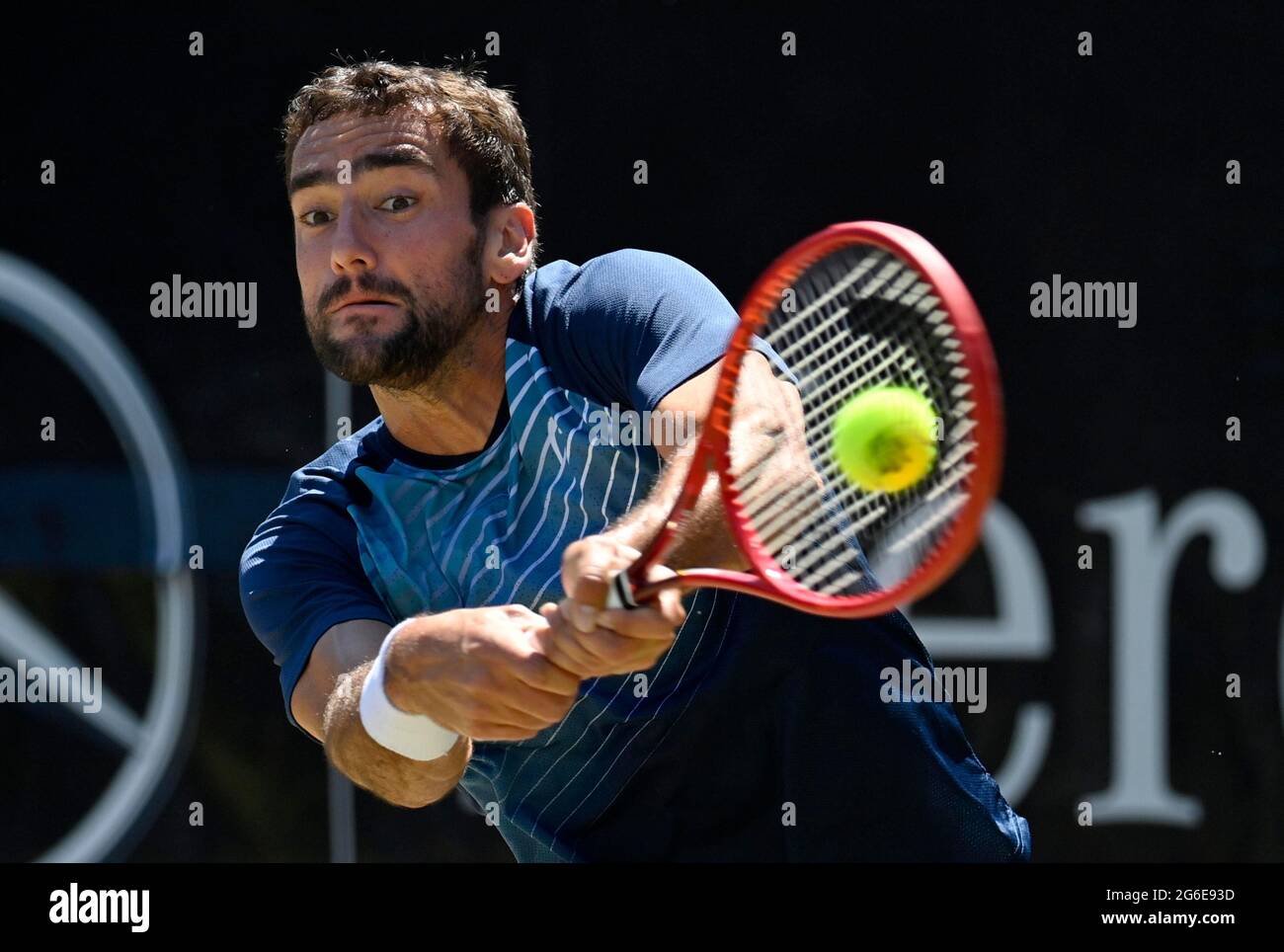 Action Marin Cilic (CRO), Gewinner des MercedesCup 2021, Tennis am Weissenhof, Stuttgart, Baden-Württemberg, Deutschland Stockfoto