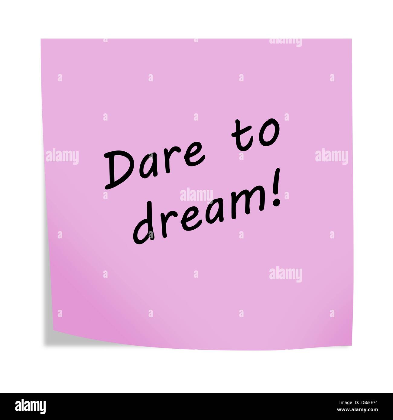 Dare to Traum 3d-Illustration Post Note Erinnerung auf weiß mit Beschneidungspfad Stockfoto