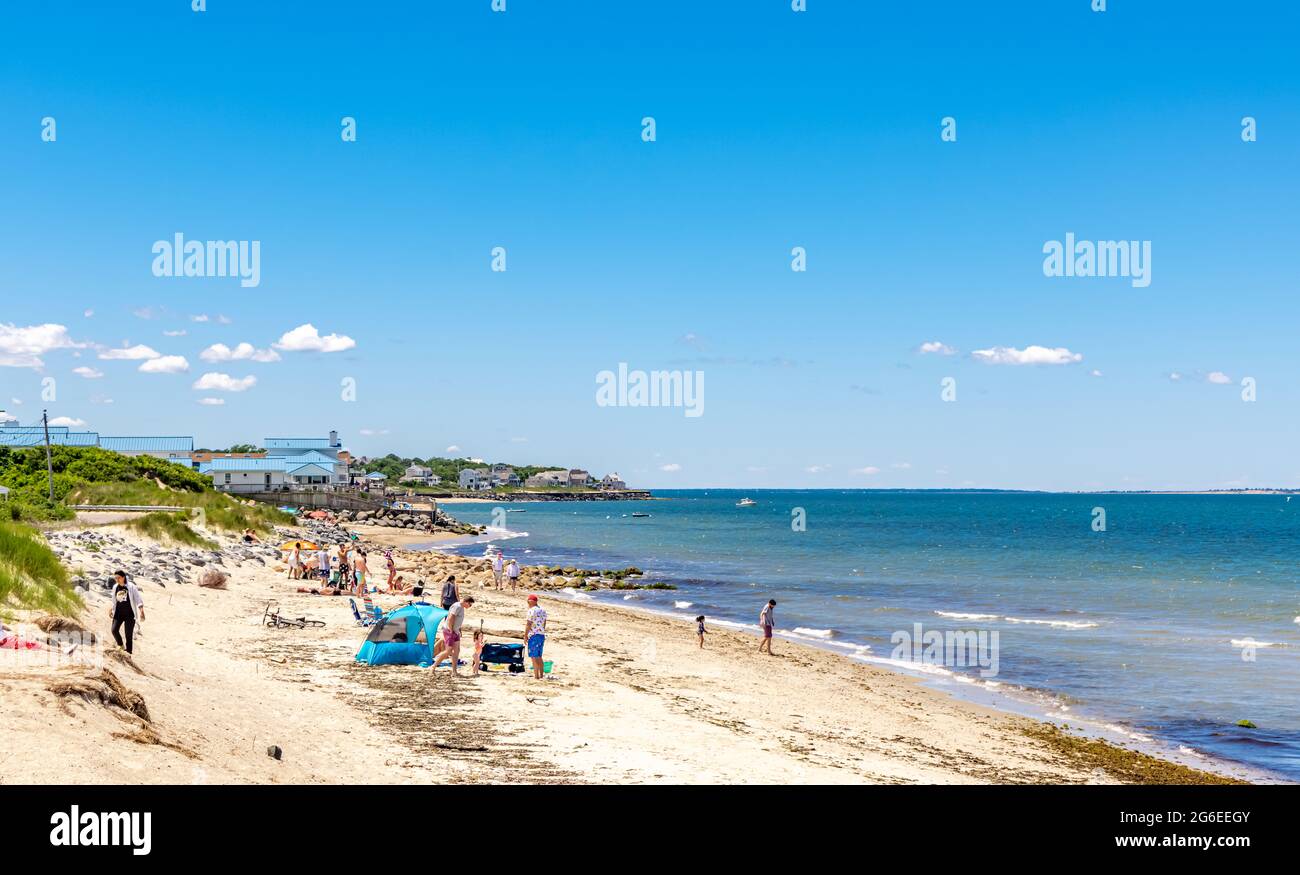Sommertag am Sunset Beach, Montauk, NY Stockfoto