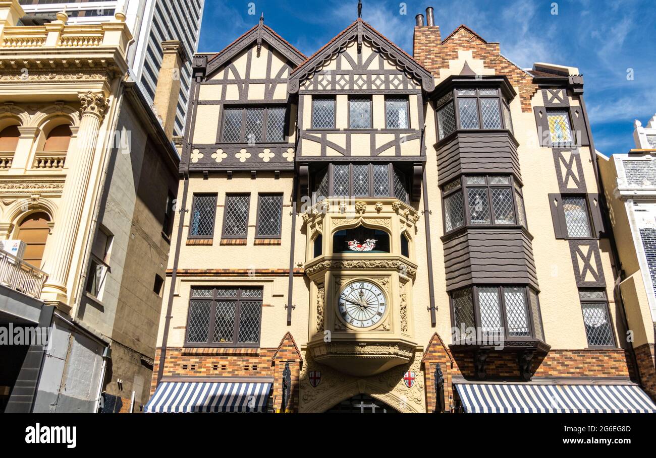 Historisches London Court and Clock in Perth CBD, Westaustralien Stockfoto