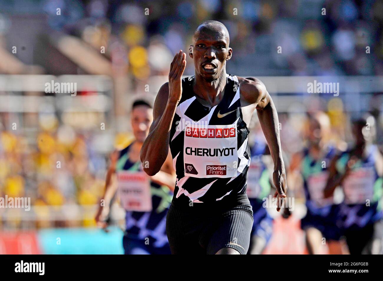 Timothy Cheruiyot (KEN) gewinnt die 1.500m in 3:32.30 im Bauhaus Galan im Olympiastadion, Sonntag, 4. Juli 2021, in Stockholm, Schweden. (Jiro Mochizuki Stockfoto
