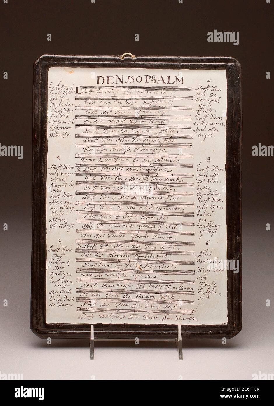 Govert Willemnz. Tafel: Psalm Nr. 150 - 18. Jahrhundert - Niederlande, Delft. Zinnglasierte Steinwaren (Delft). 1700 - 1799. Stockfoto