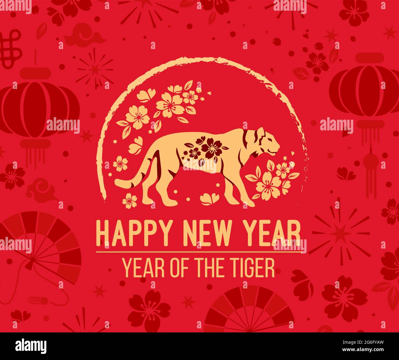 Frohes Chinesisches Neujahr 2022 Sternzeichen Jahr Des Tigers Rotes Und Goldenes Papier Blume Und Asiatische Elemente Mit Handwerksstil Auf Hintergrund Weihnachten Ta Stock Vektorgrafik Alamy