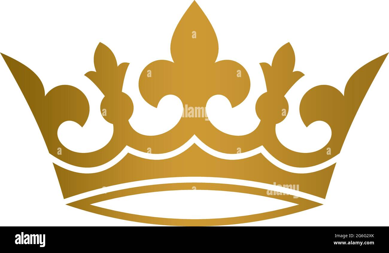 Krone mit Lilie in Gold auf weißem, isoliertem Hintergrund. Stock Vektor