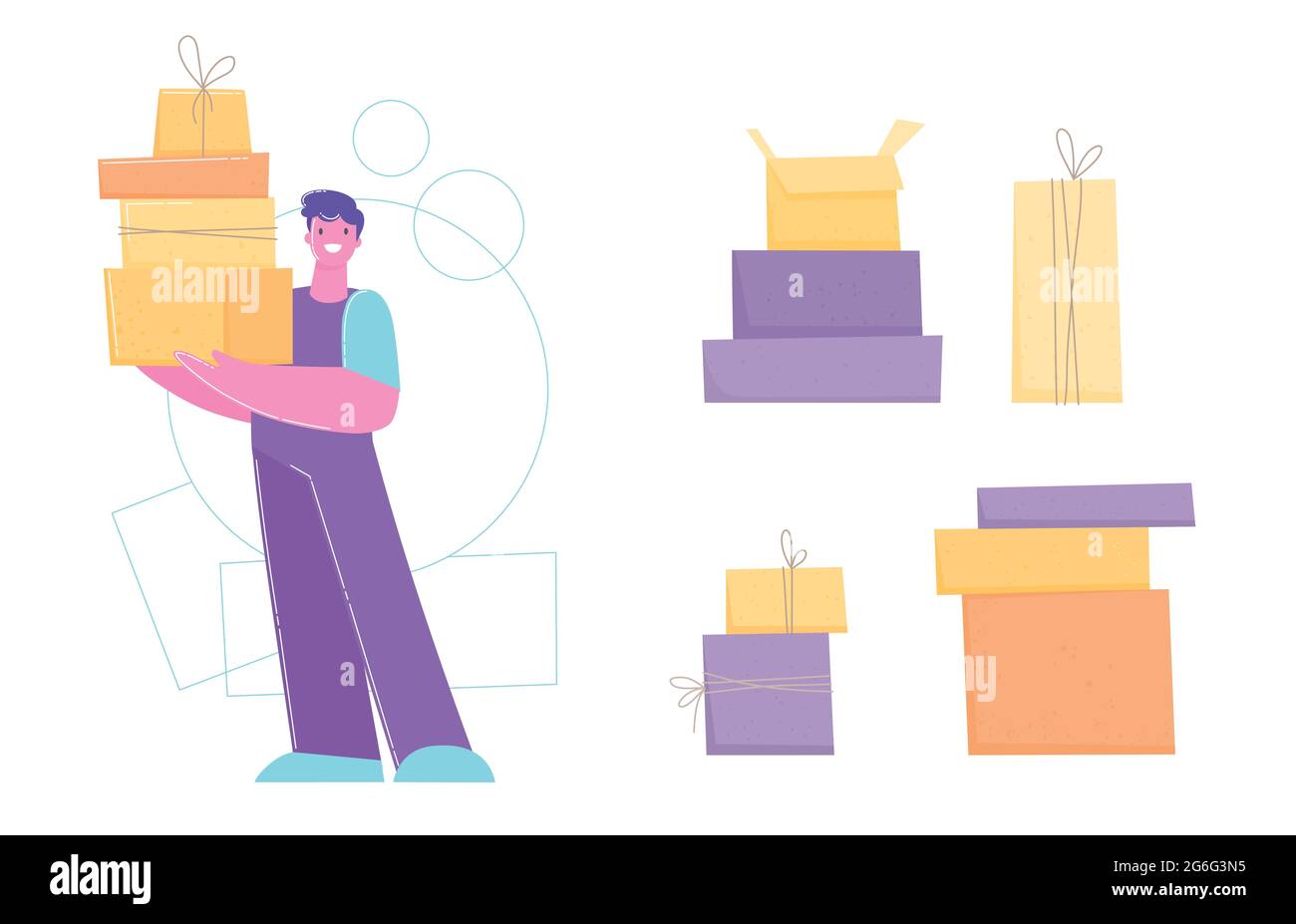 Set von Szenen mit Lieferservice von Essen zum Mitnehmen. Mobile Anwendung für Online-Produktbestellung. Leute Pizza deliveryman. Flache Vektorgrafik Stock Vektor