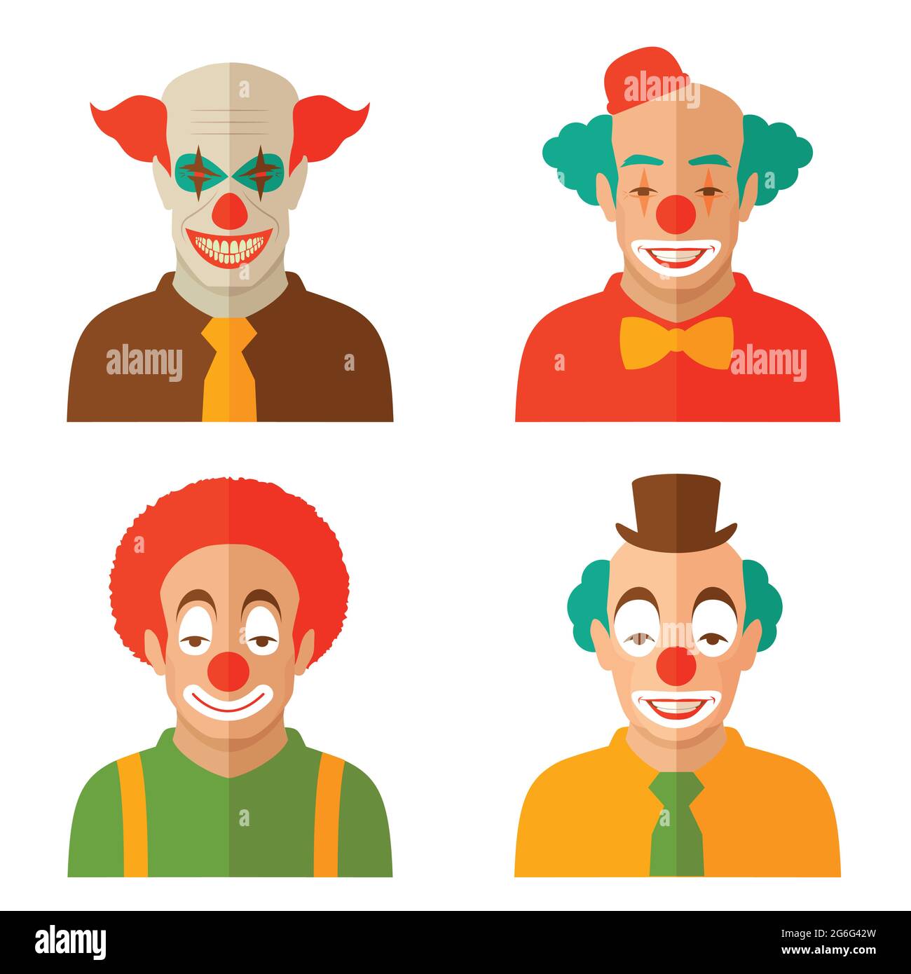 Lustige Clown Cartoon Gesicht, Vektor Zirkus Illustration, Lächeln unheimlich Joker Stock Vektor