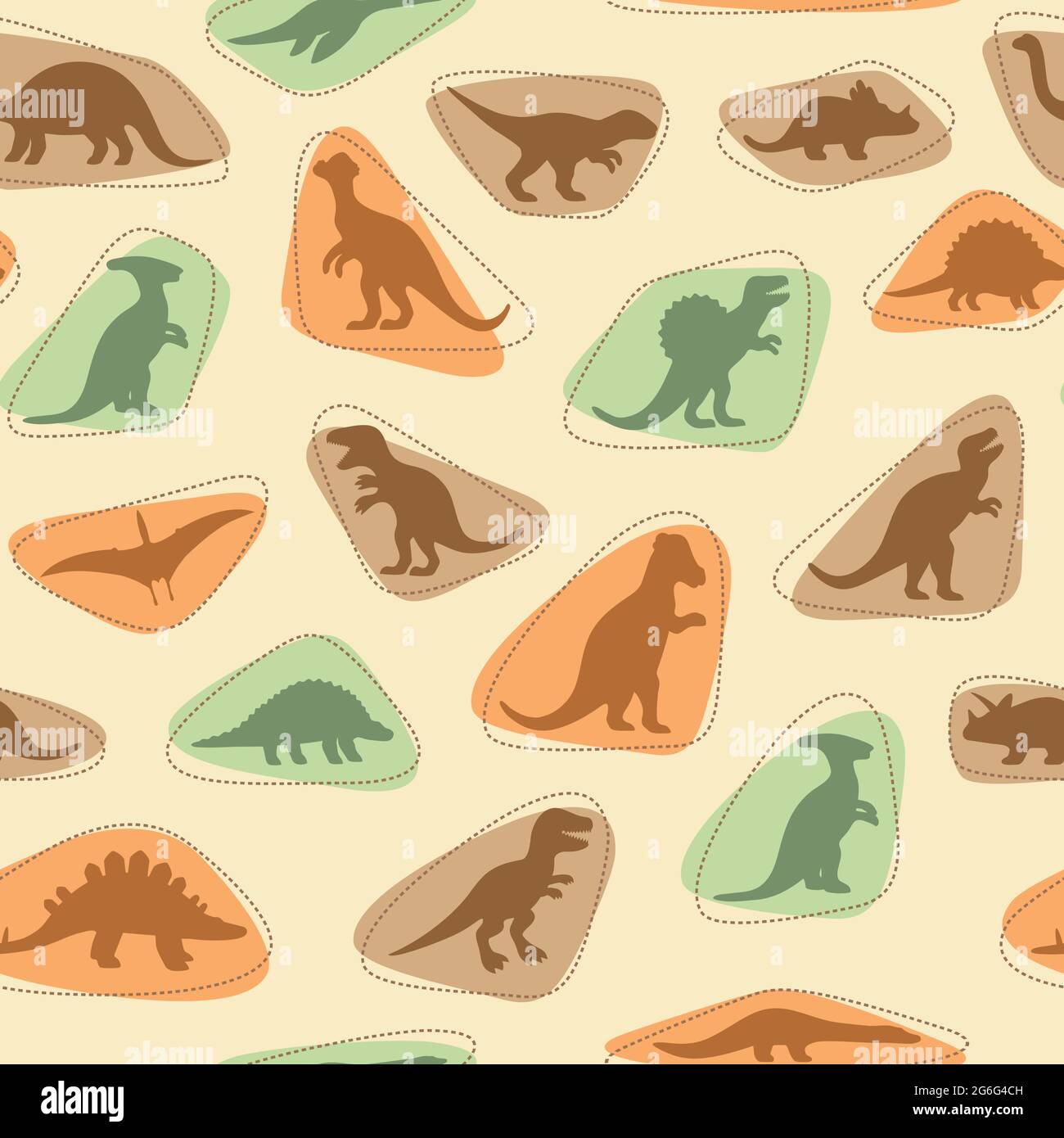 vektor-Set Silhouetten von Dinosaurier, Tier-Illustration, Retro-Muster Hintergrund Stock Vektor