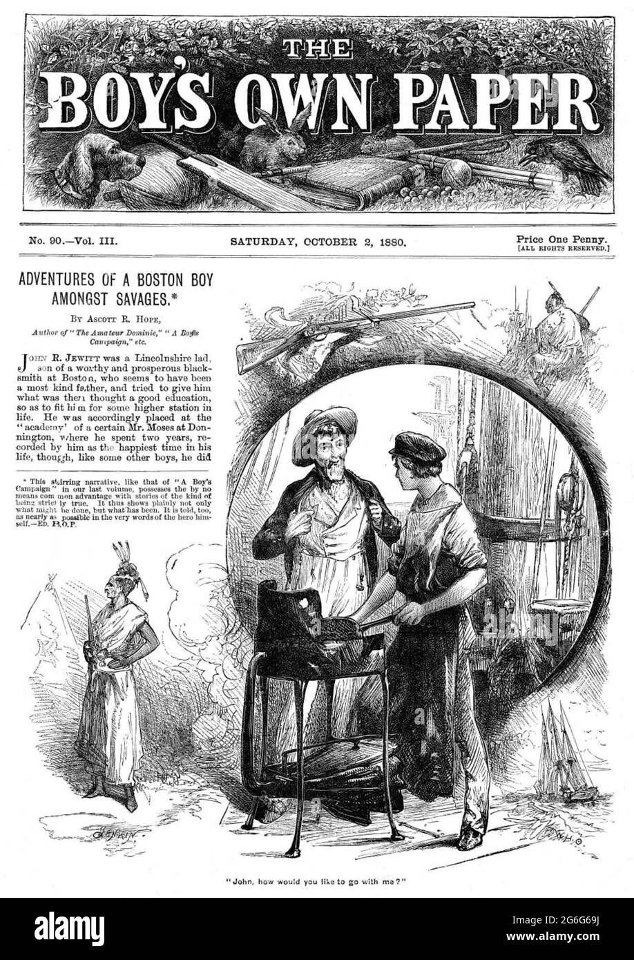 DAS BOY's OWN PAPER Cover einer 1880 erschienenen Ausgabe des britischen Story Papers, das 1879 gegründet wurde und bis 1967 andauert. Stockfoto