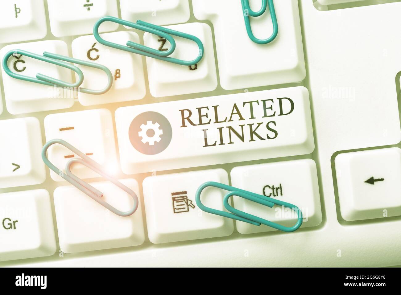 Text mit Inspiration Verwandte Links. Geschäftsansatz Website innerhalb einer Webseite Querverweise Hotlinks Hyperlinks Internet Browsing und Online Stockfoto