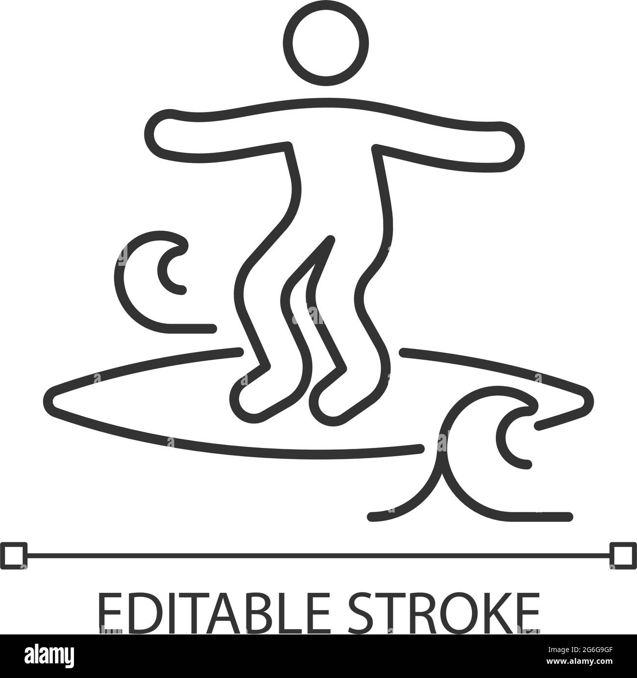 Krümelige Wellen, lineares Symbol zum Surfen Stock Vektor