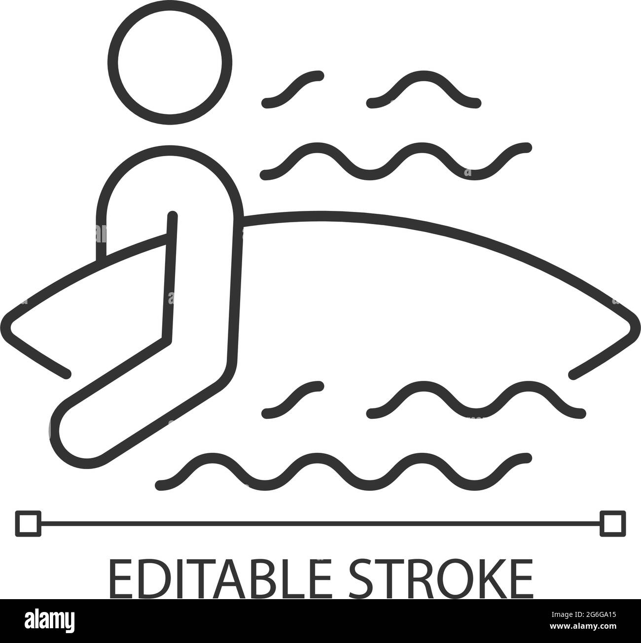 Lineares Symbol für das Eintauchen des Surfers in das Wasser Stock Vektor