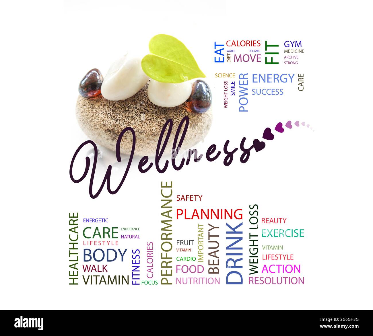 WELLNESS - Zen Stein Illustration isoliert Stock Foto Stockfoto