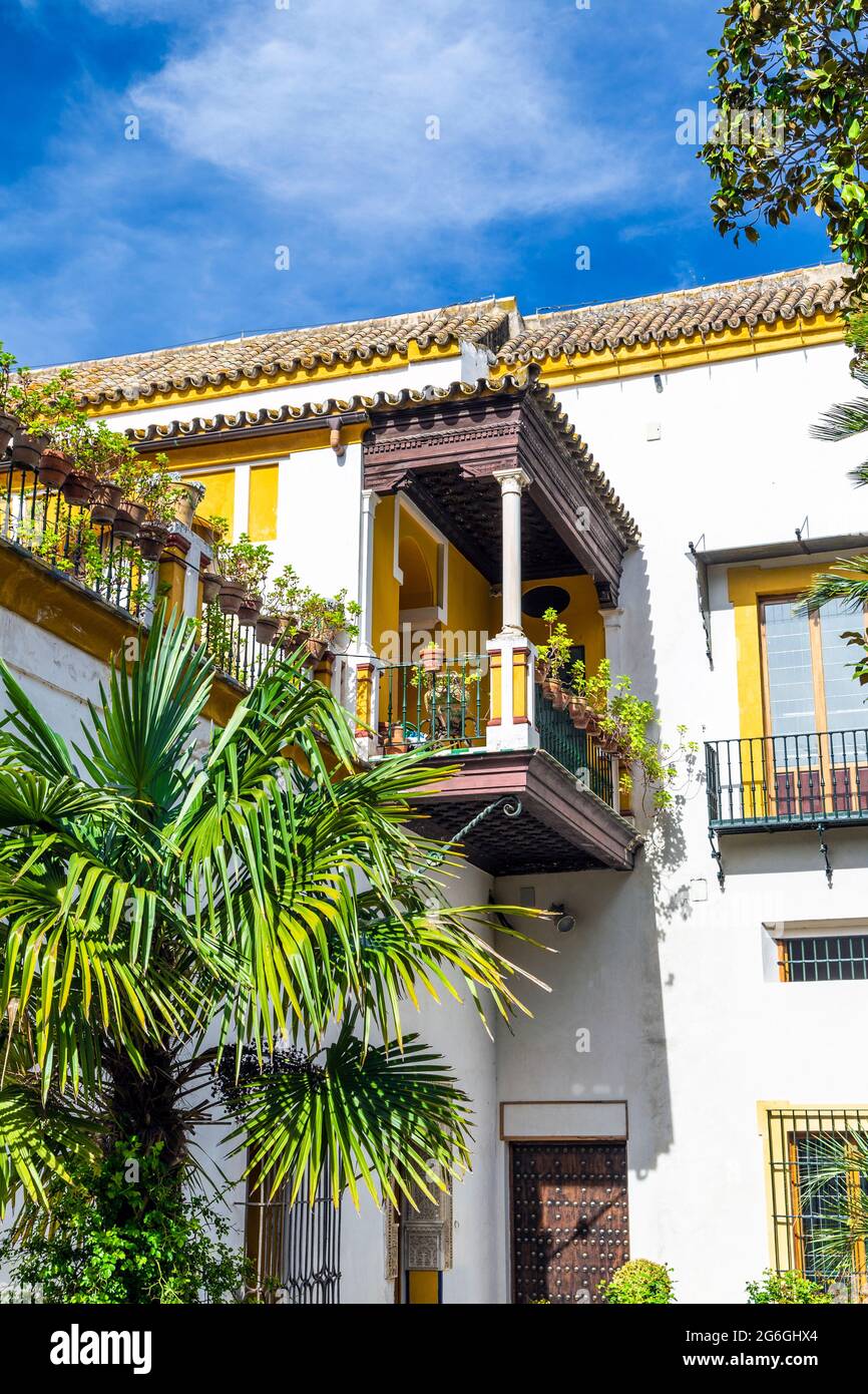 Außenansicht der Casa de Pilatos (Haus des Pilatus), Sevilla, Andalusien, Spanien Stockfoto