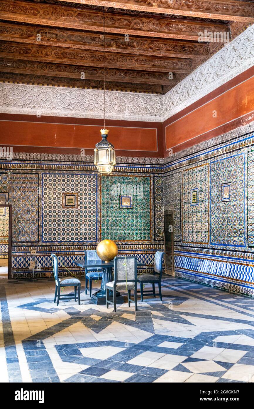 Ruheraum der Juden mit Azulejo-Fliesen im Haus des Pilatus, Sevilla, Andalusien, Spanien Stockfoto